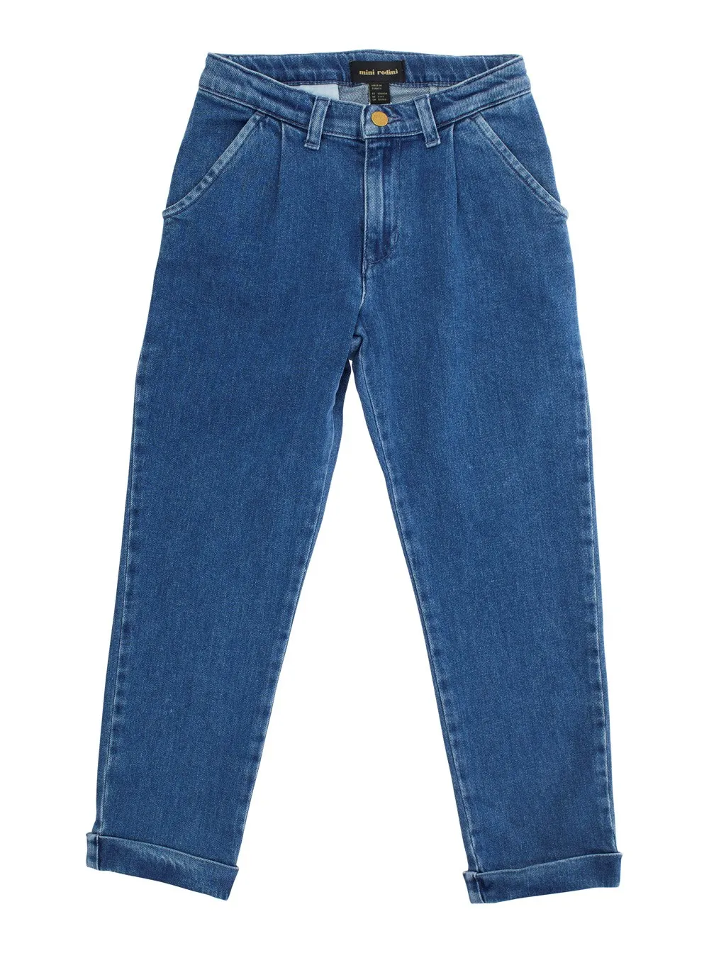 Blaue Five-Pocket-Jeans mit Logoschriftzug an der Taille aus Baumwolle Jungen