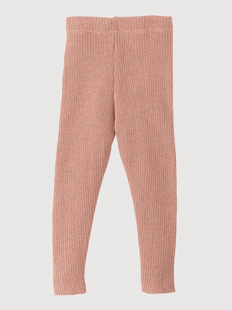 Baby & Kinder -Leggings in Wollrosa gestochen i Disana