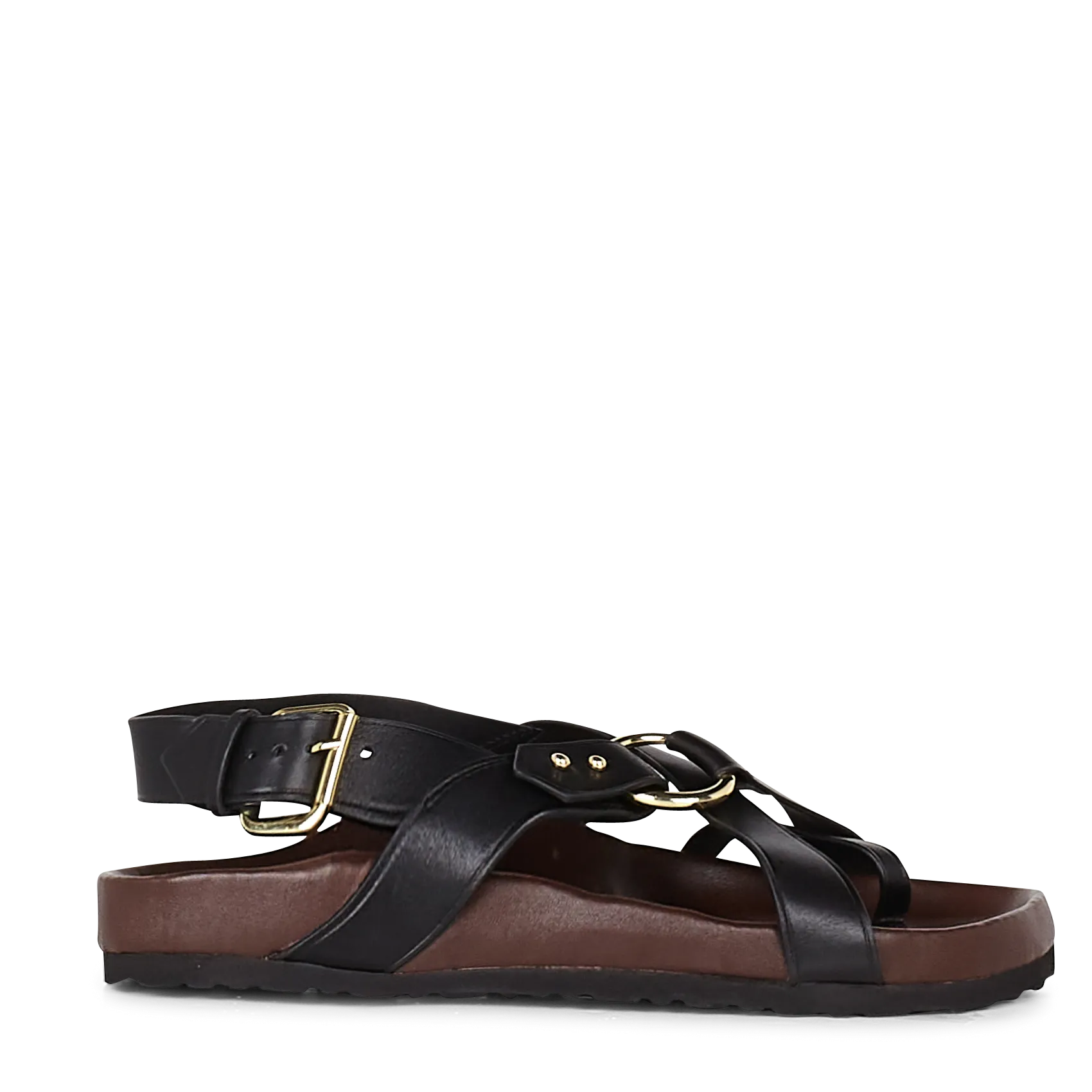 Flache Ledersandalen Schwarz MEXICO