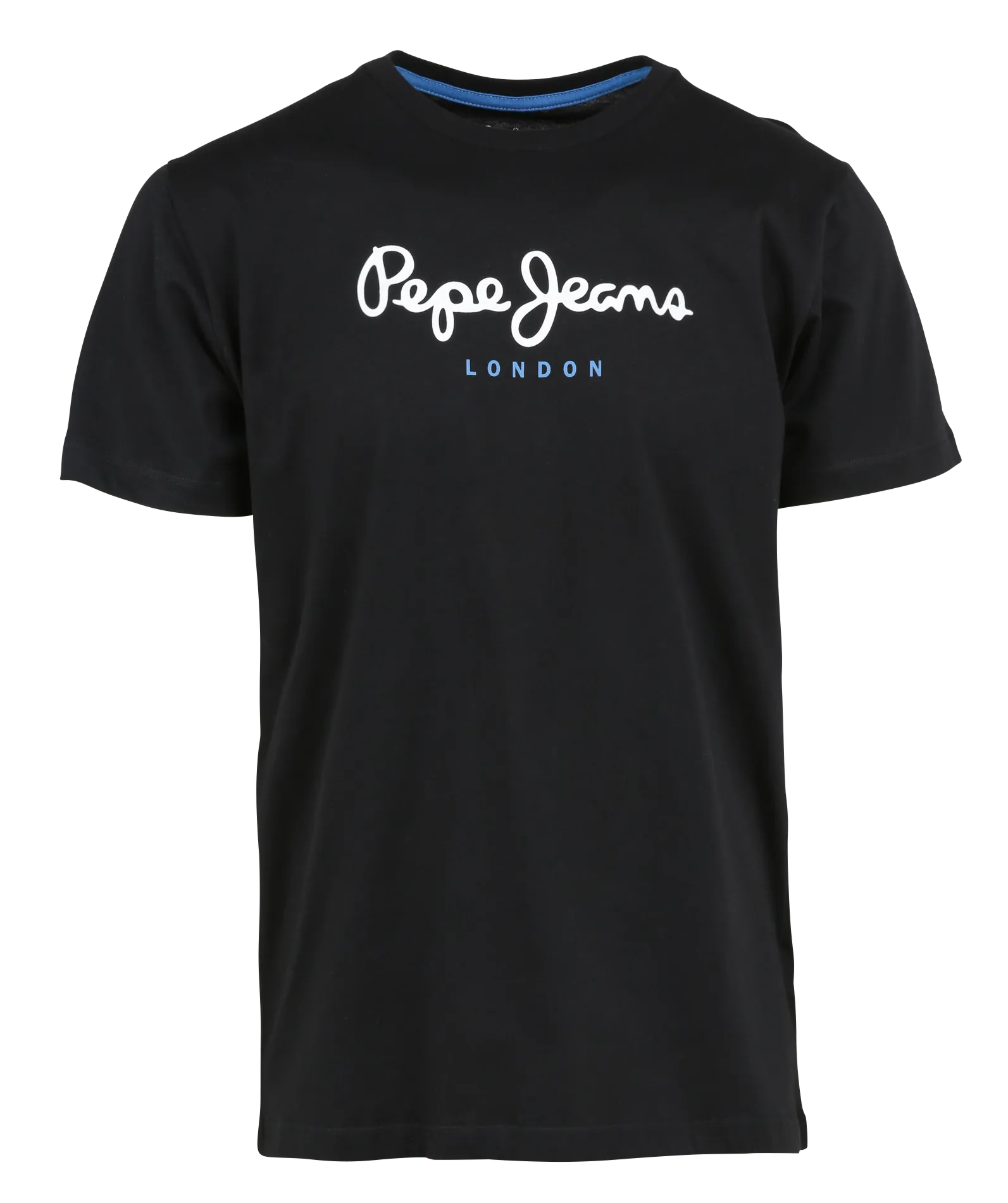 Rundhals-T-Shirt aus Baumwolle mit Siebdruck Schwarz