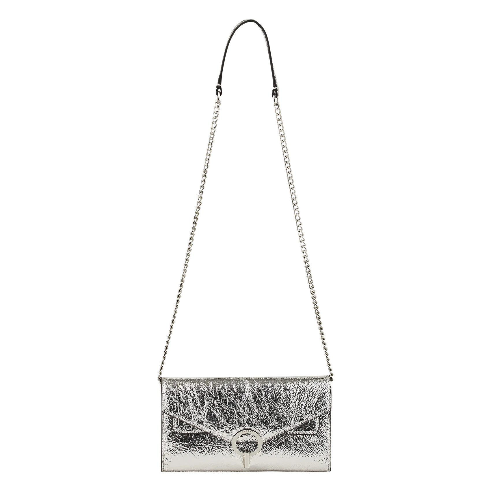 Umhängetasche aus Leder Silber YZA