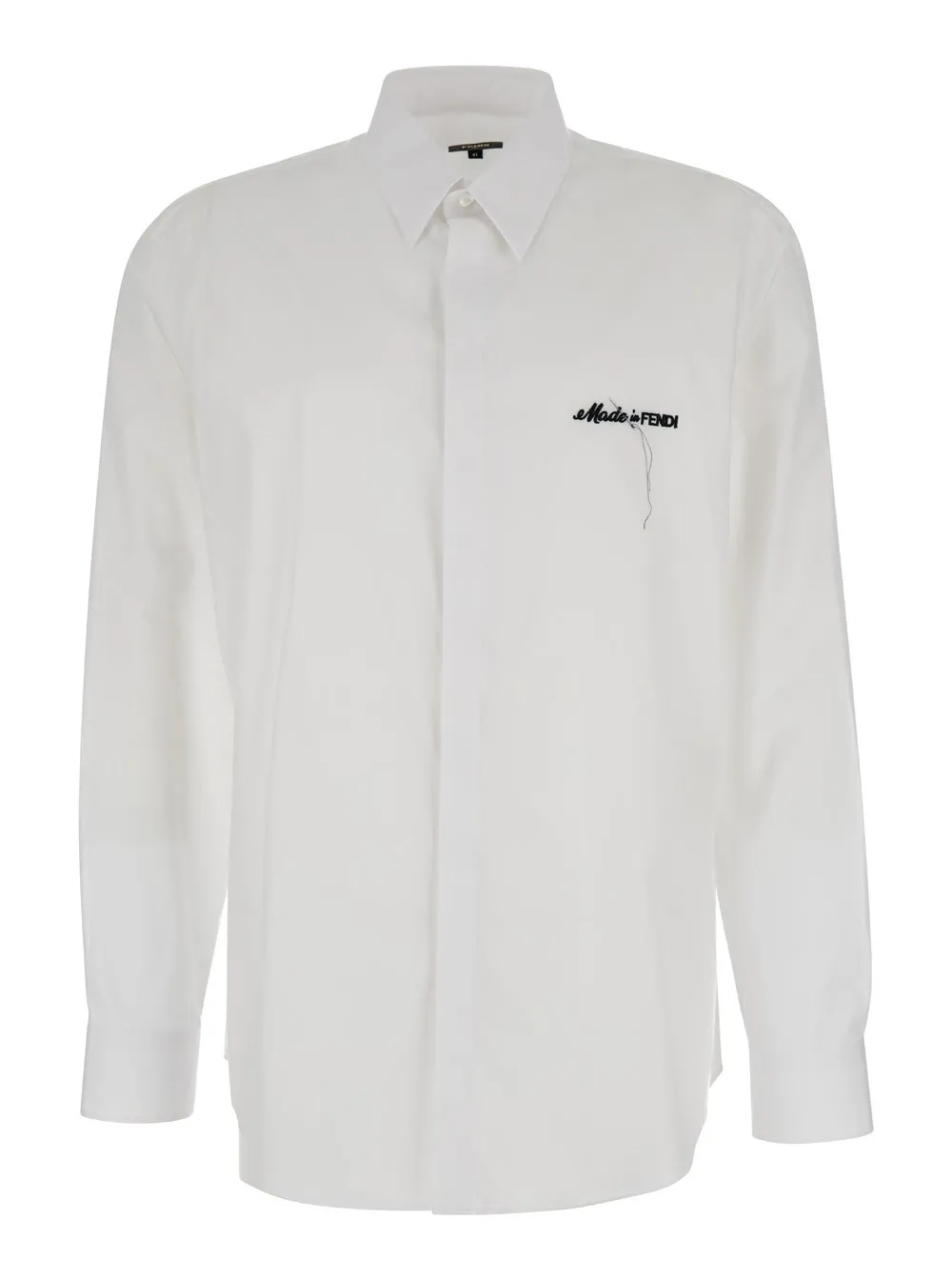 Weißes besticktes Hemd mit Schriftzug aus Baumwolle Herren