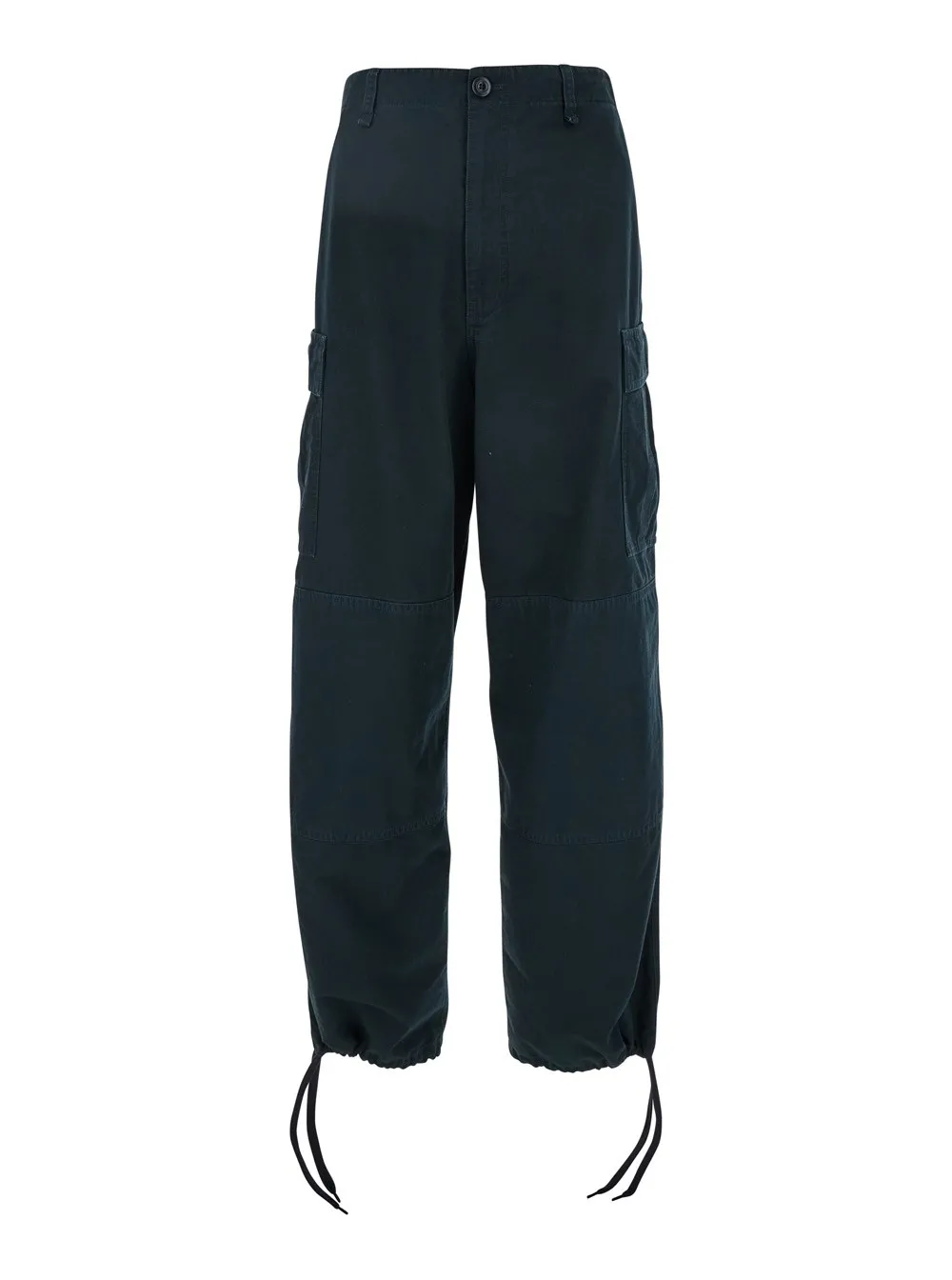 Blaue Hose mit Kordelzug in der Taille und Cargotaschen aus Baumwolle Herren