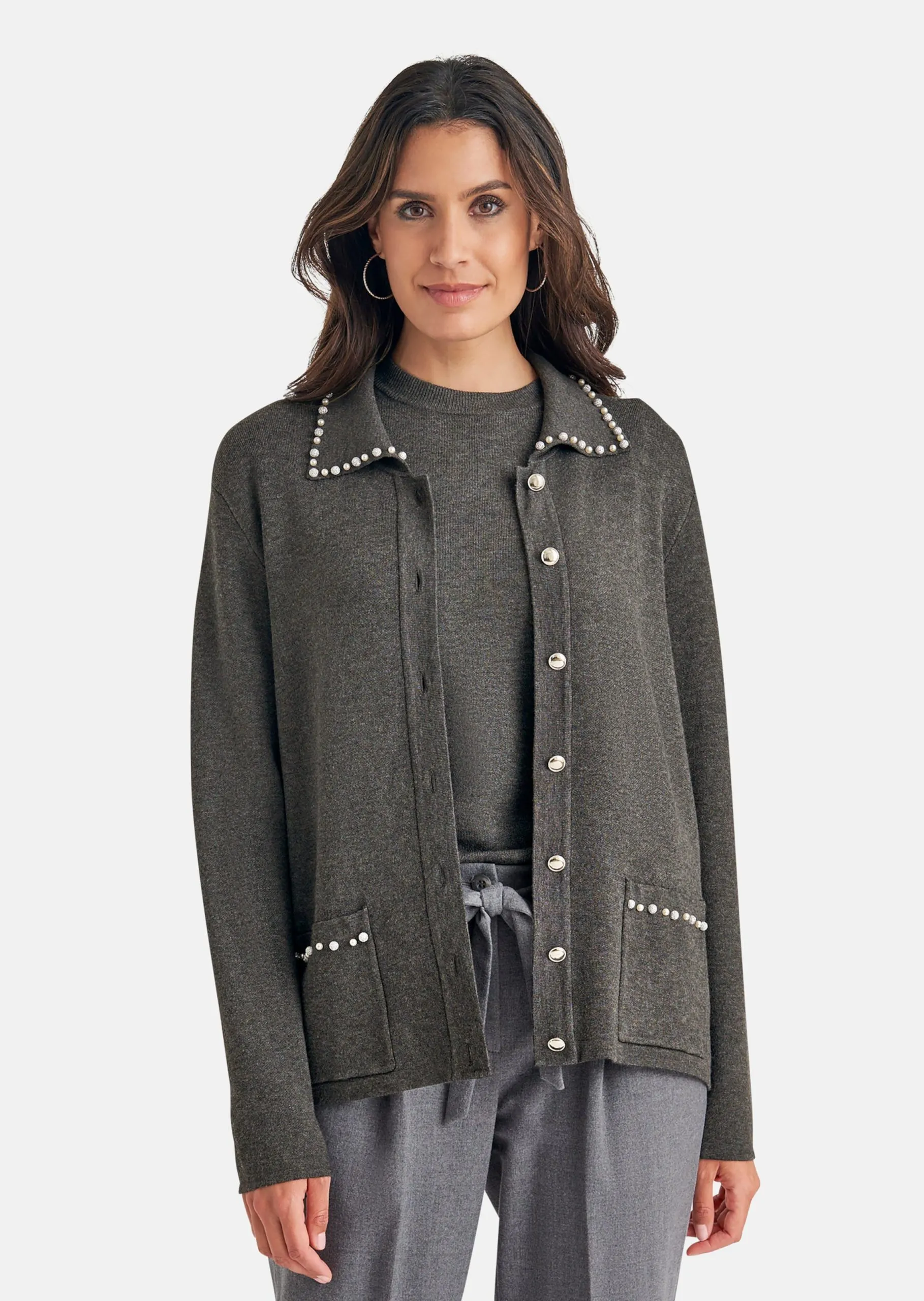 Strickjacke mit Zierperlen