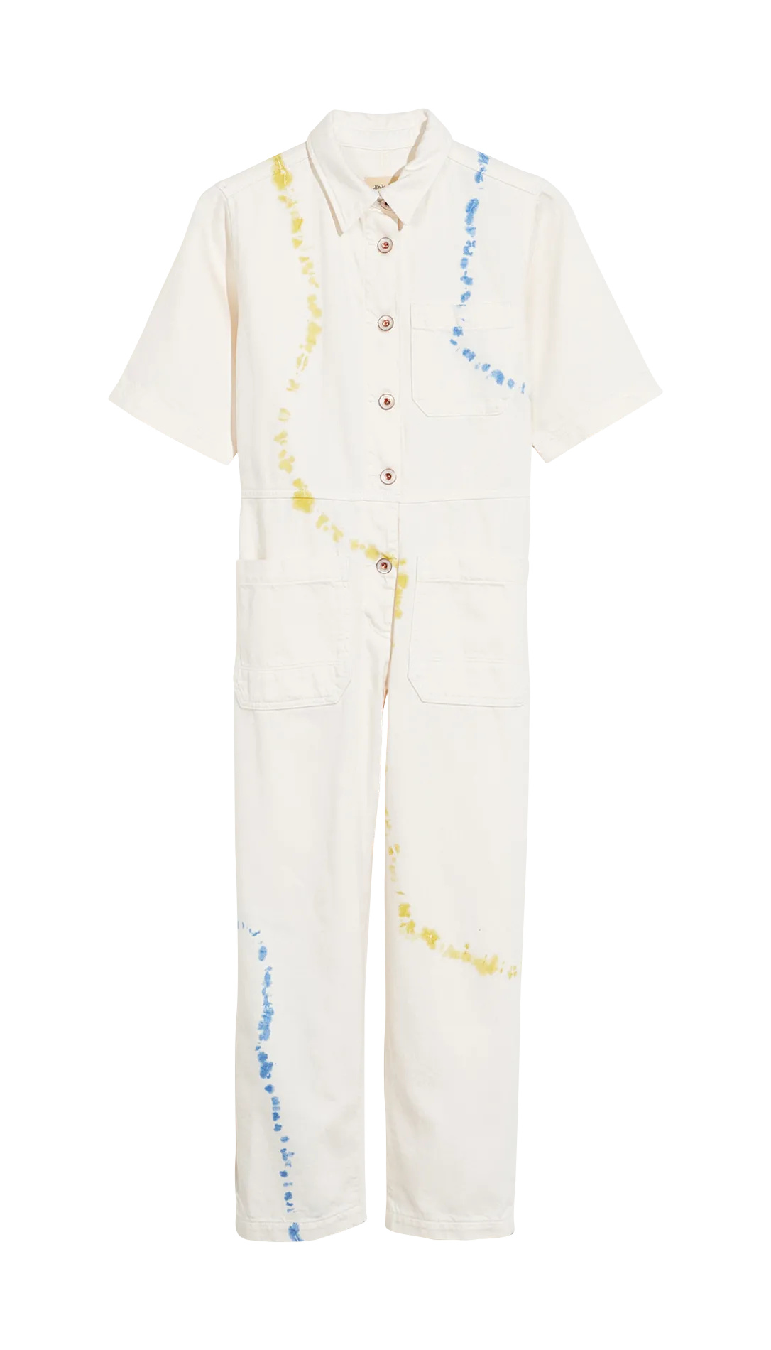 Baumwoll-Jumpsuit mit klassischem Kragen Beige PLAYER