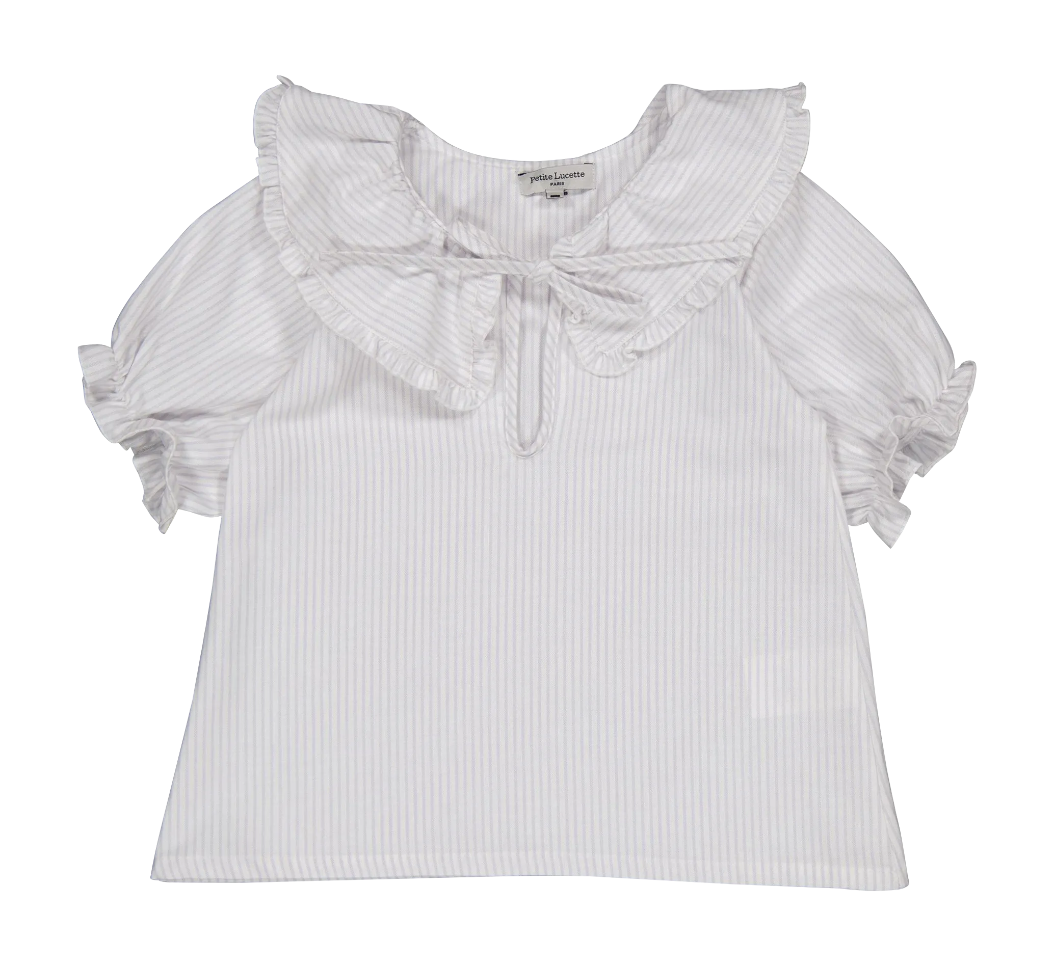 Gestreifte Bluse aus Bio-Baumwolle mit Bubikragen Weiss ANAEL