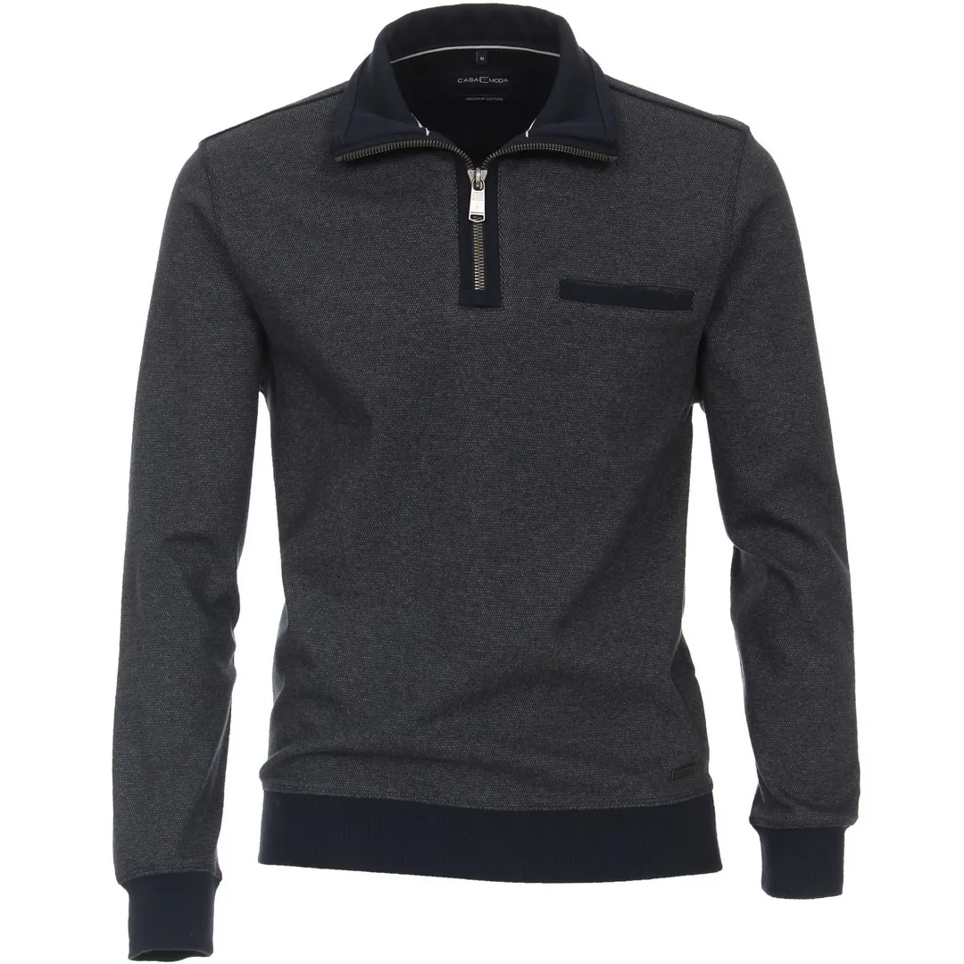 Casa Moda Herren Sweatshirt Troyer 413572800 105 blau