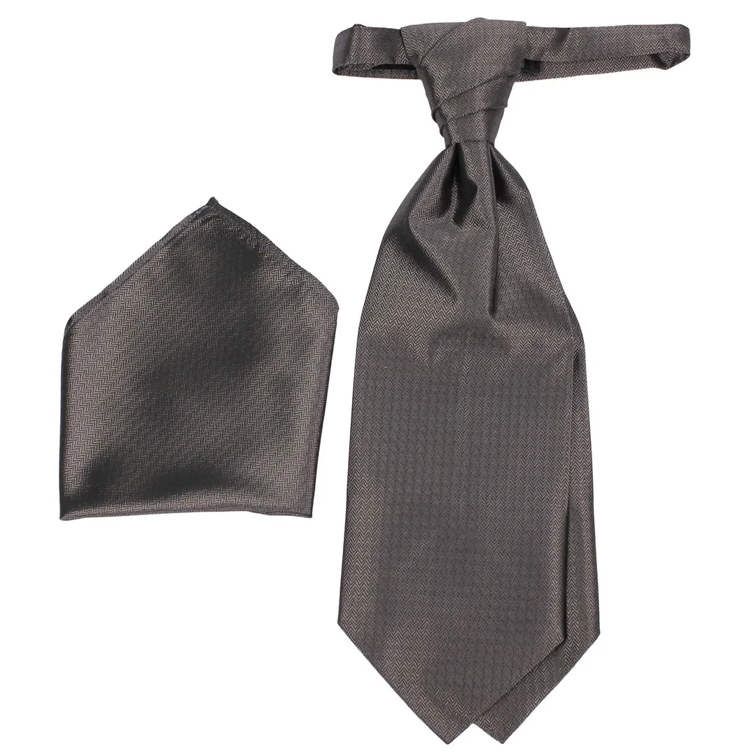 Wilvorst Plastron Einstecktuch Set braun Fischgrät 417206 612 22