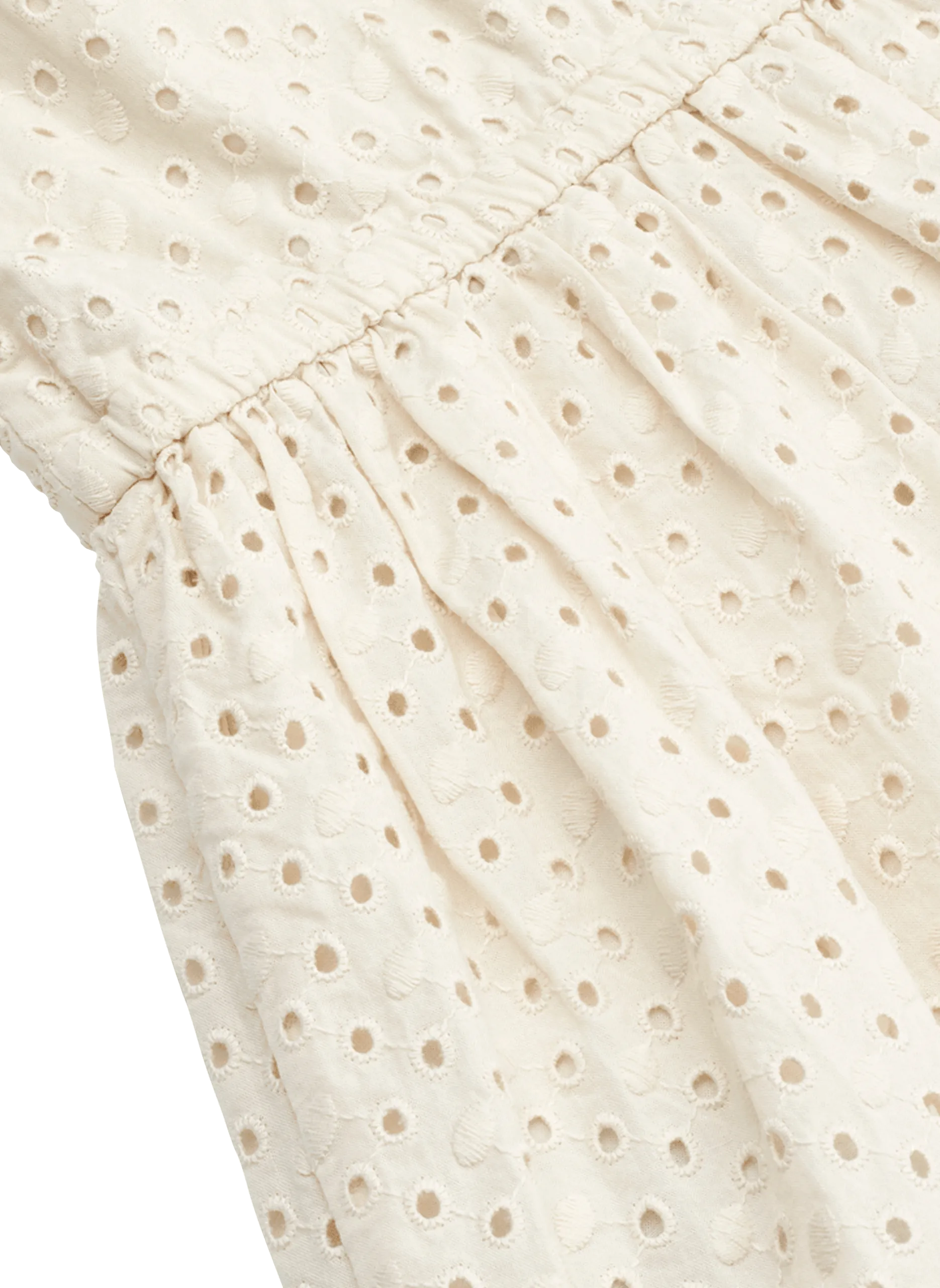 Kleid mit Rundhalsausschnitt und Allover-Lochstickerei Beige IDAHO