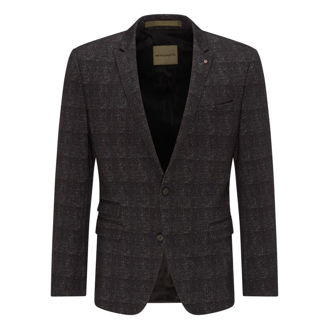 Benvenuto Freizeit Sakko Jackett Odan schwarz Rabe kariert 41955 640650 4000