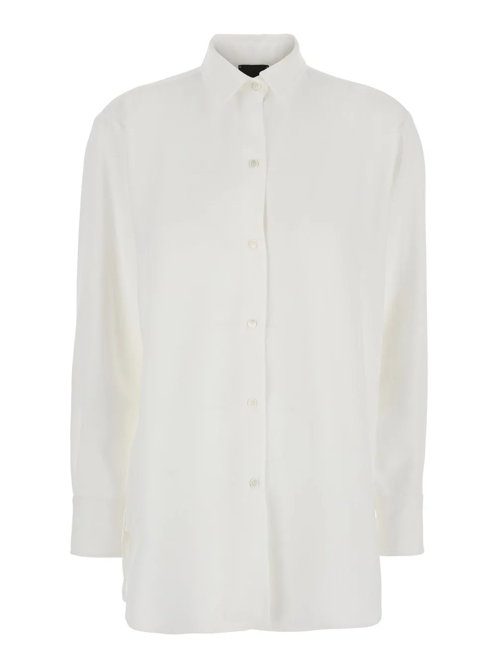 Weißes Hemd mit klassischem Kragen aus technischem Stoff Damen