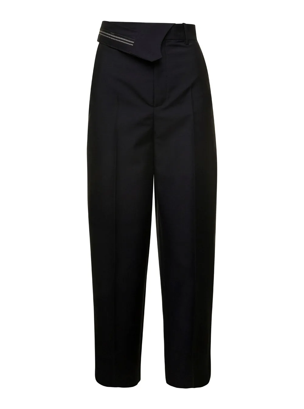 Schwarze Karottenhose aus Wolle Damen