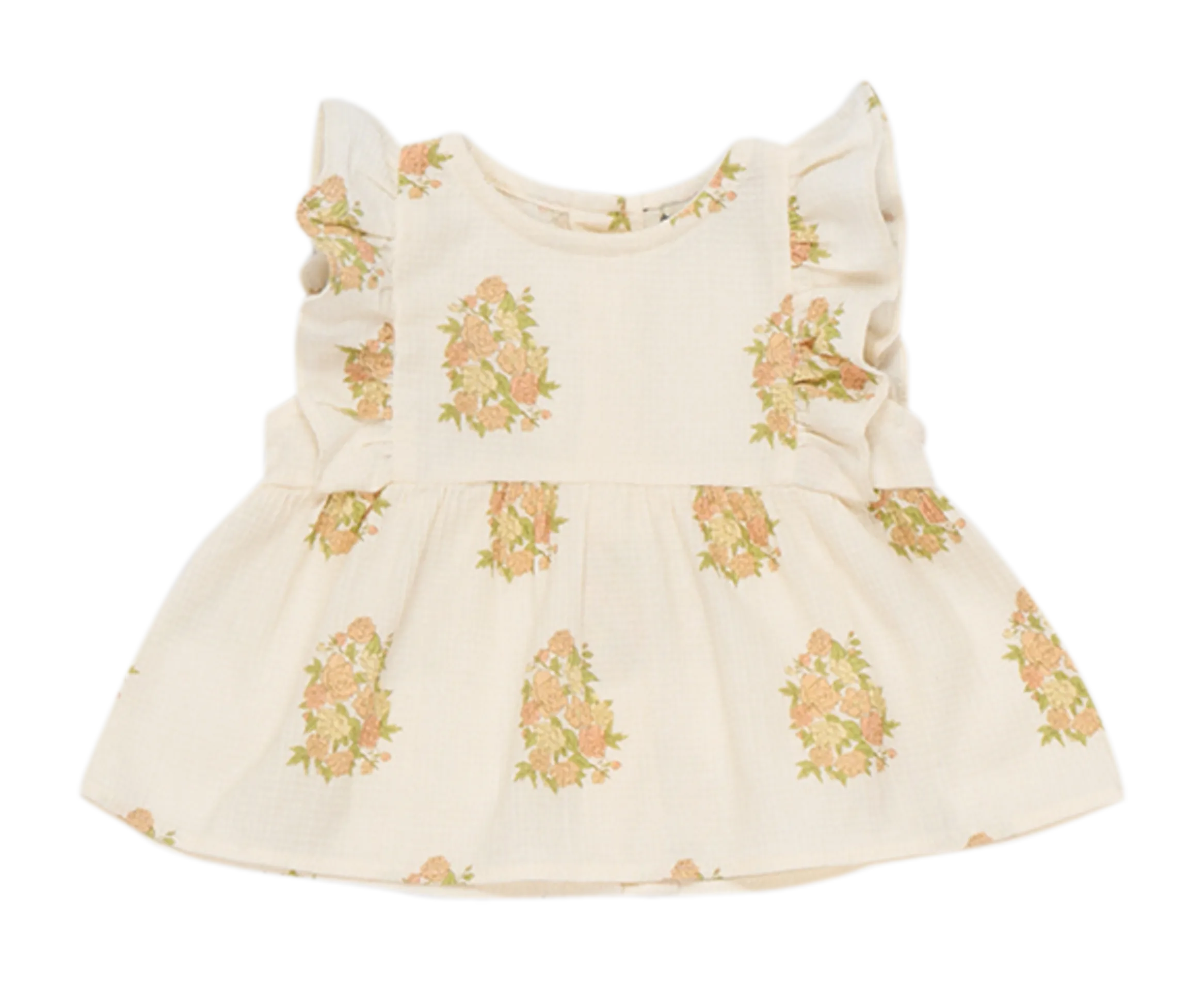 Ausgestellte Bluse aus Bio-Baumwoll-Mix mit Rundhalsausschnitt Beige LORETTA