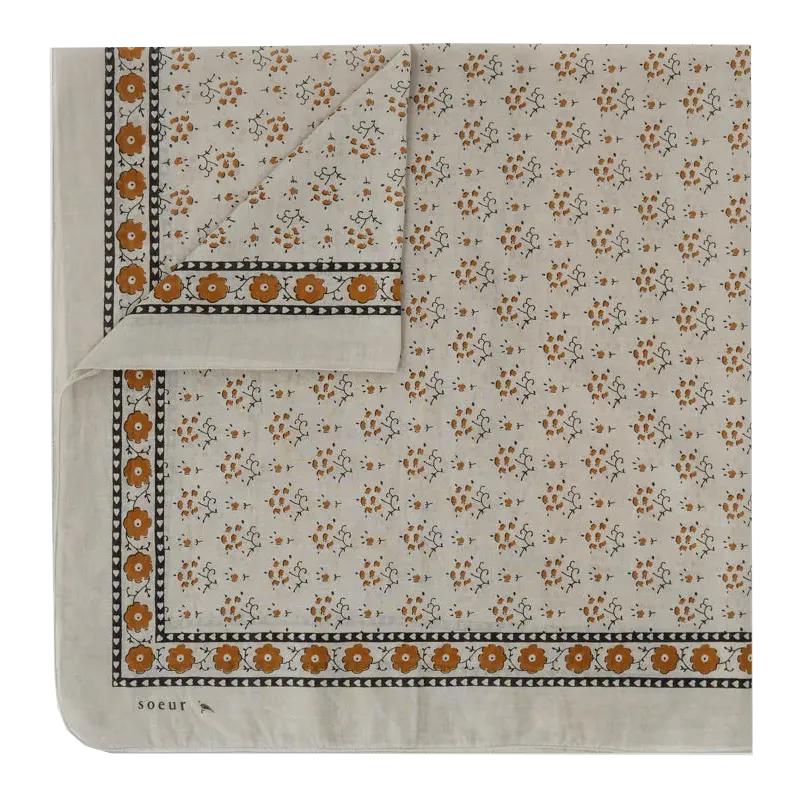 Geblümtes Baumwolltuch Grau