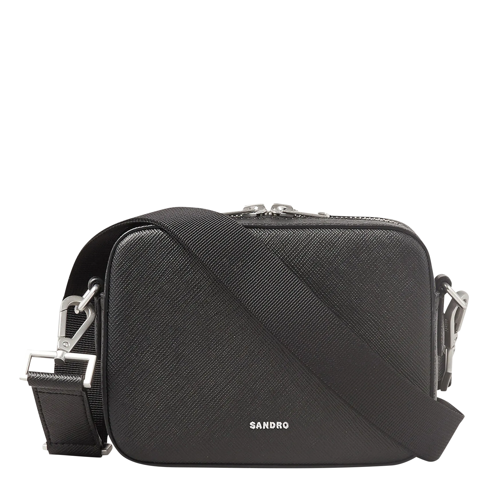 Umhängetasche aus recyceltem Leder Schwarz MINIBAG HOOK