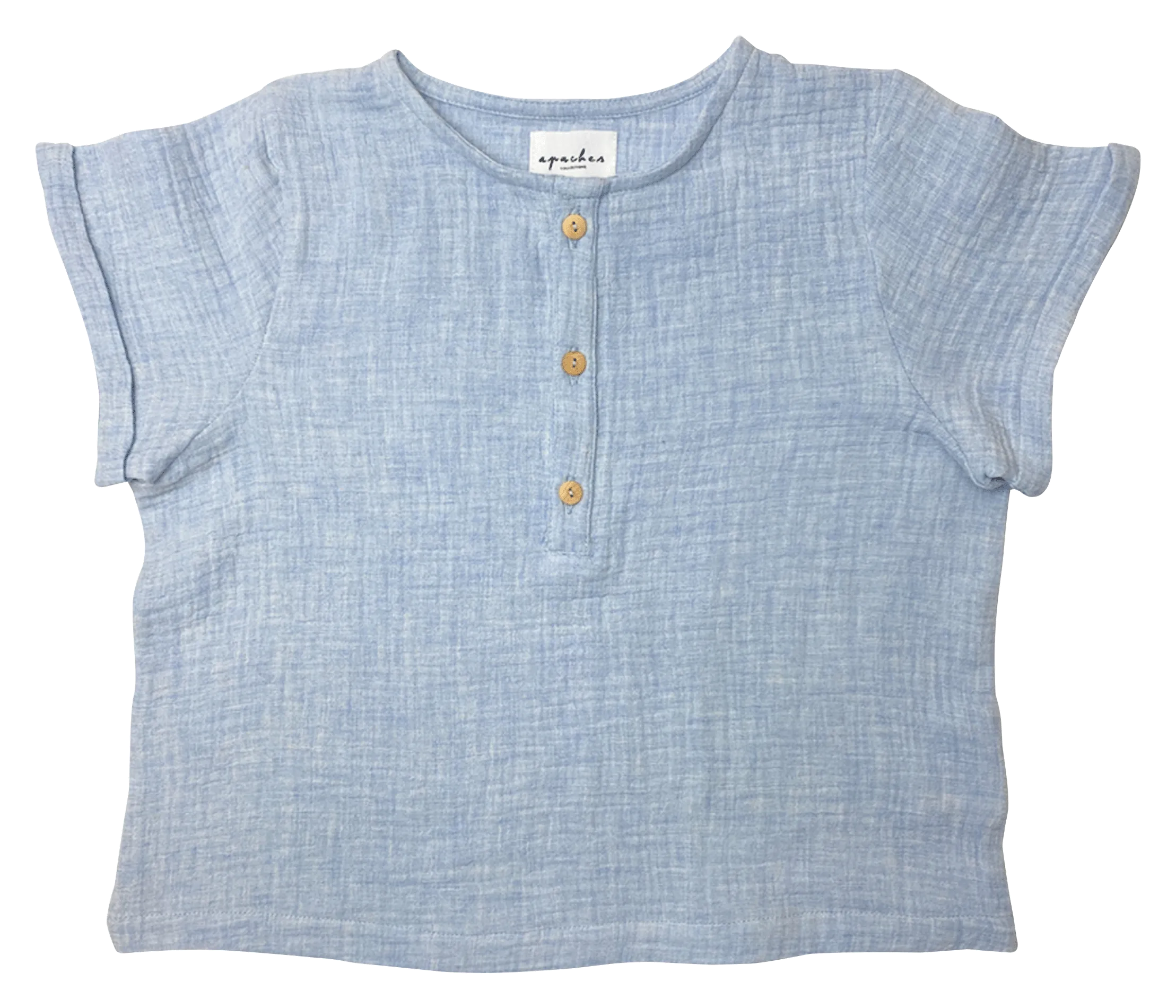 Gerade geschnittene Baumwollbluse mit Rundhalskragen Blau MANI