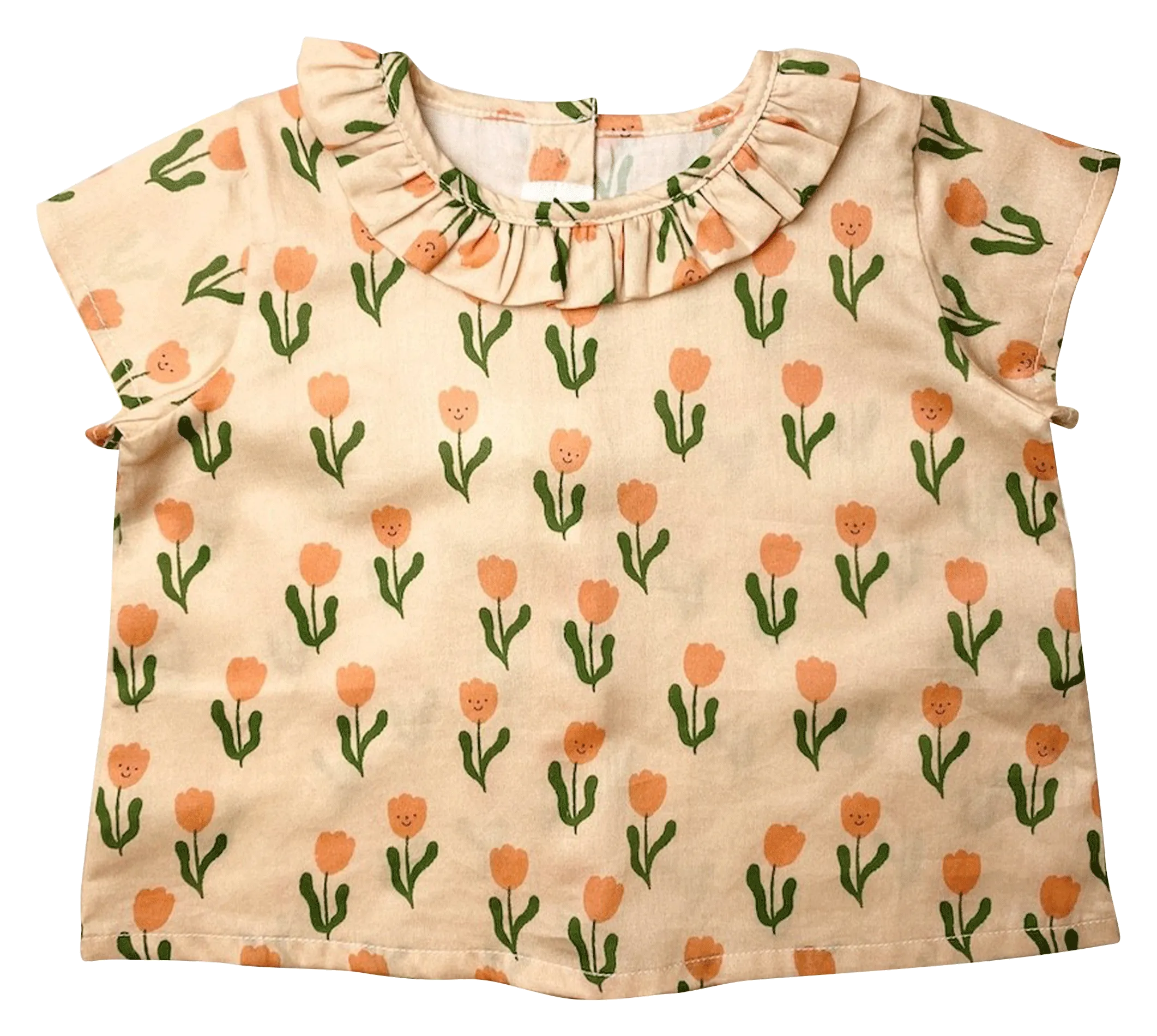 Bluse mit Rundhalsausschnitt und Blumenmuster aus Baumwolle Rosa NEHA