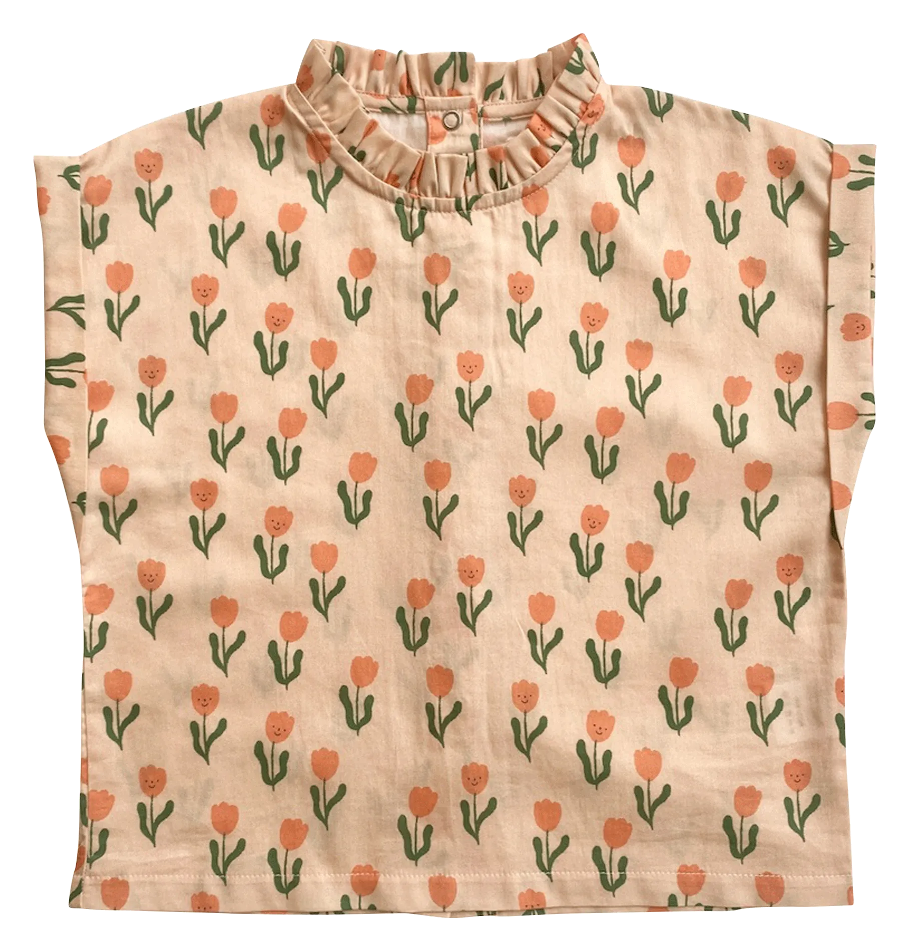 Weite Bluse mit viktorianischem Kragen und Print Rosa KALA