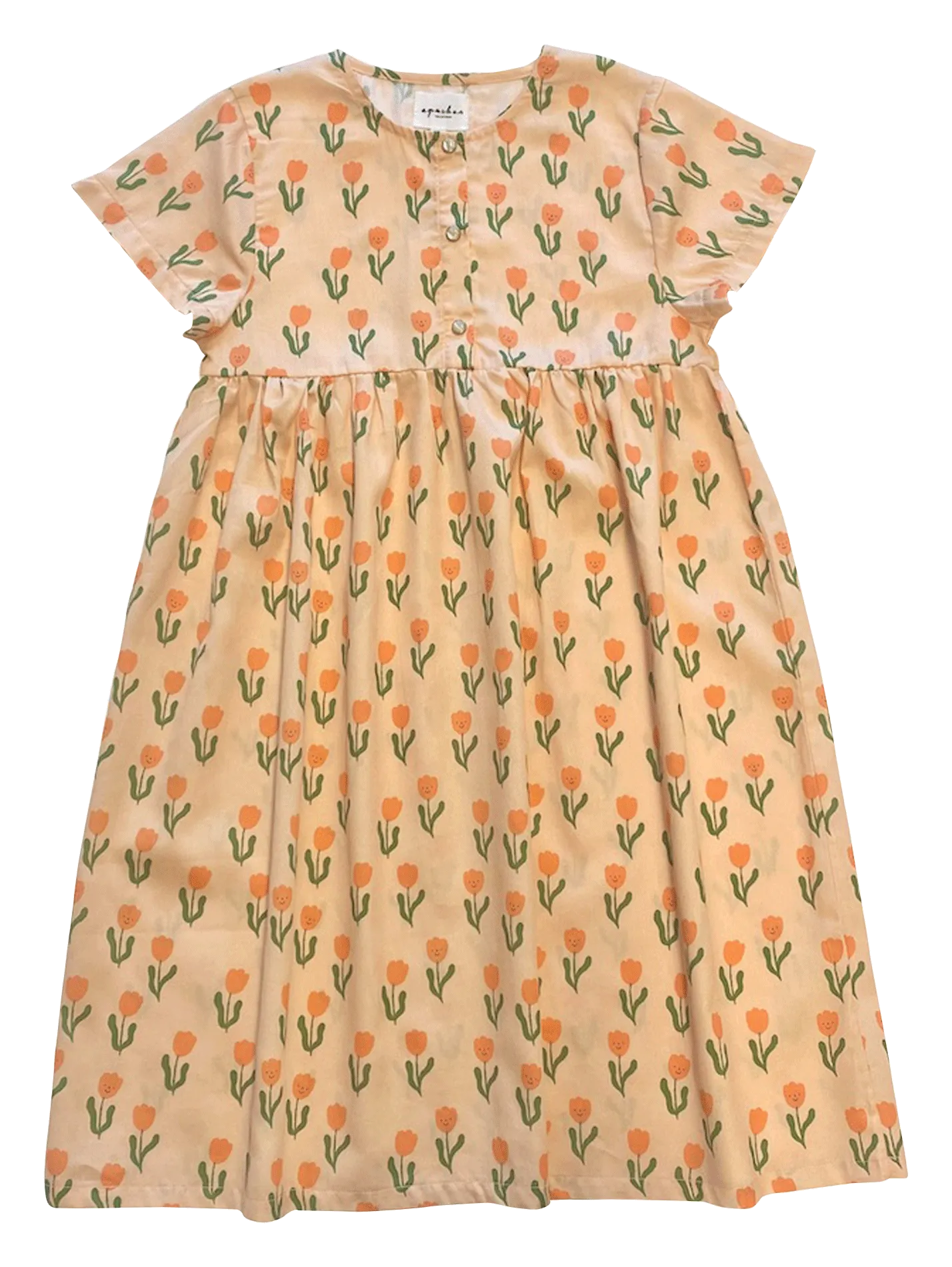 Langes, bedrucktes Baumwollkleid mit Rundhalsausschnitt Rosa SOHAN