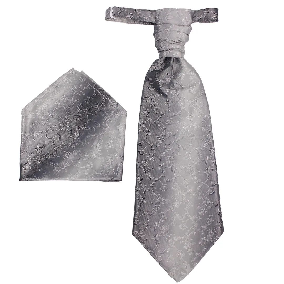 Wilvorst Plastron Einstecktuch Set grau Paisley 457201 622 25