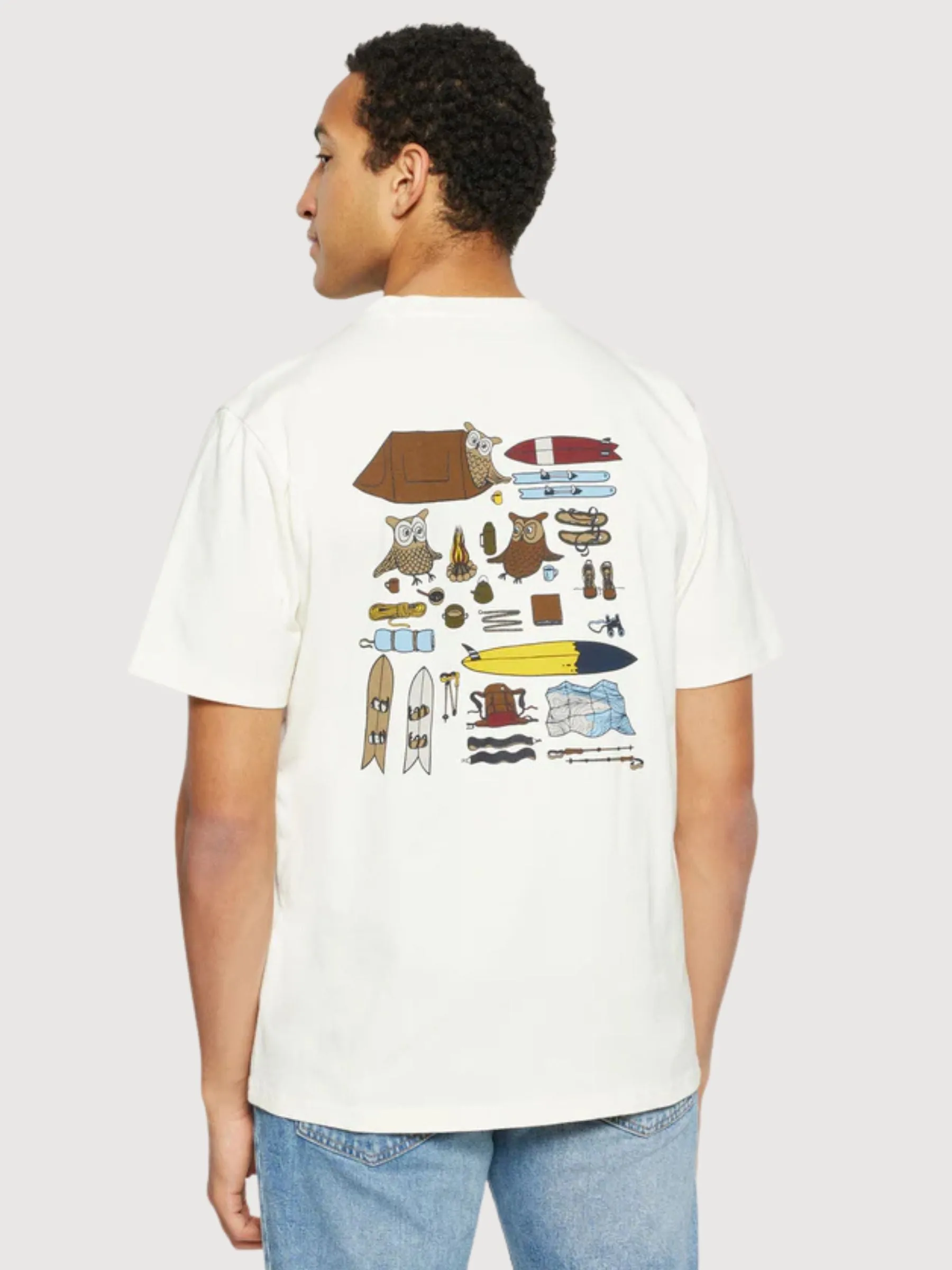 Owl Trip T-Shirt Weiss Herren | Knowledge Cotton Apparel