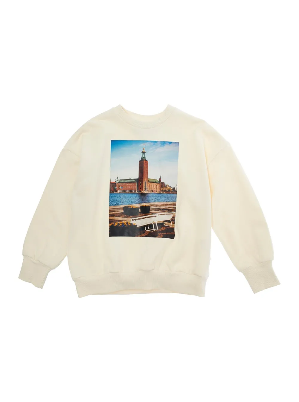 Weißes Sweatshirt "City Hall" mit Rundhalsausschnitt und Maxi-Druck vorne aus Baumwolle Jungen