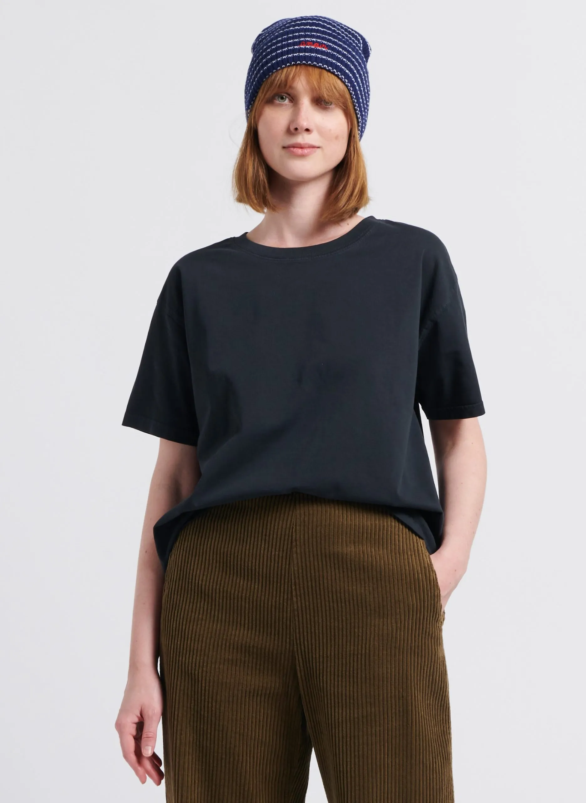 Weites Rundhals-T-Shirt aus Baumwolle Schwarz FIZVALLEY