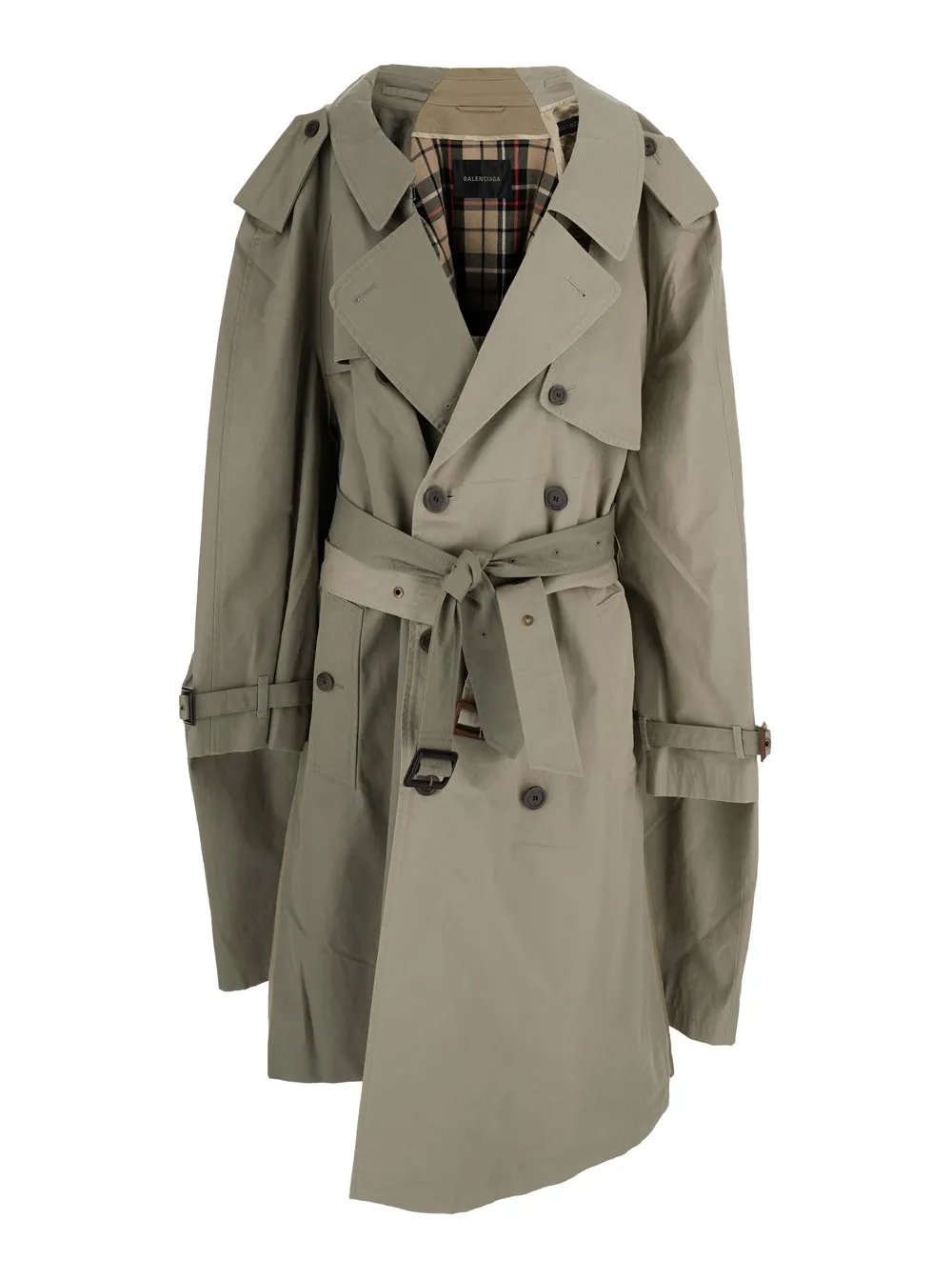 Beigefarbener Trenchcoat "Double Sleeve" mit zusätzlichen Ärmeln aus Baumwolle Damen