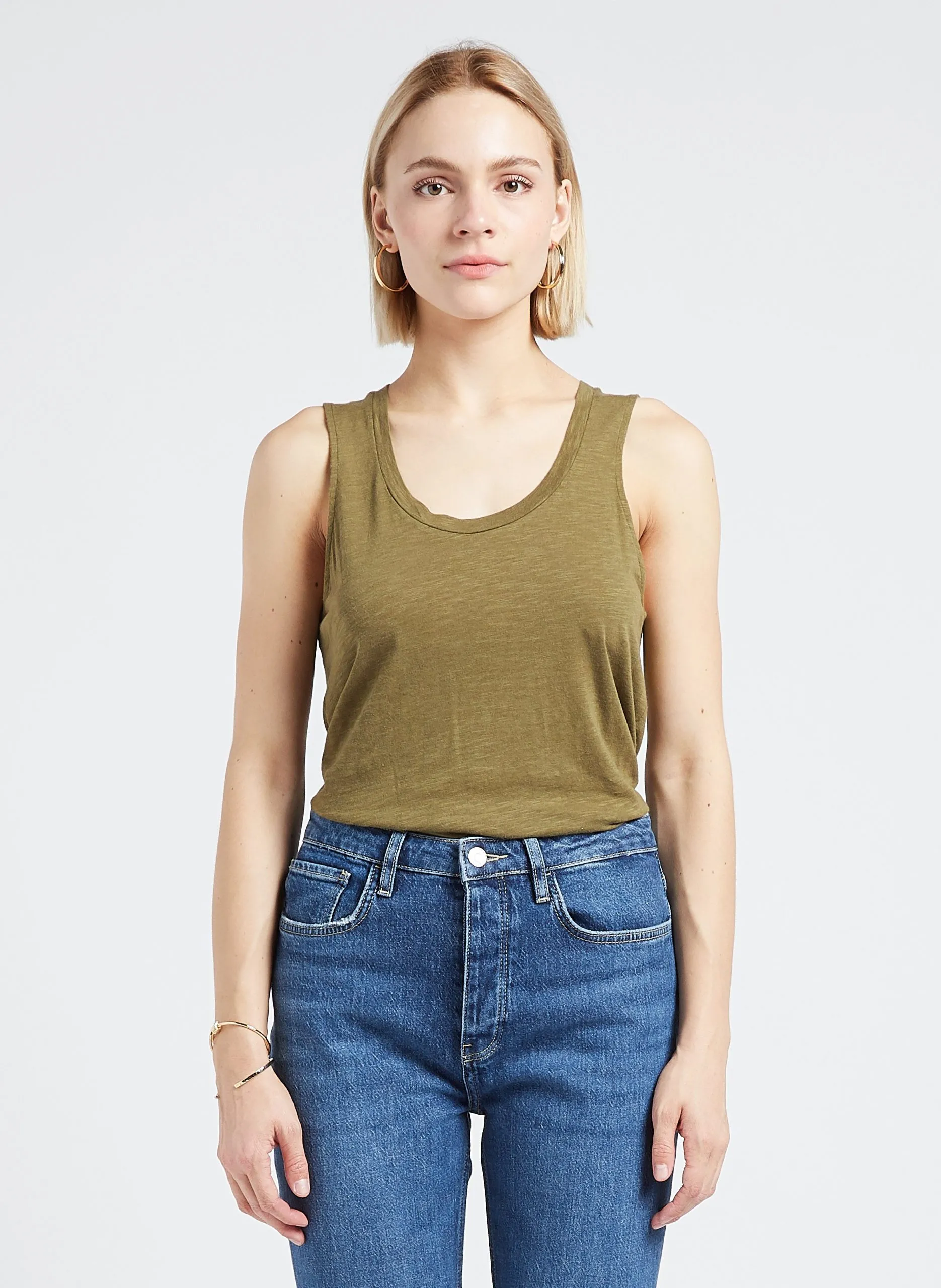 Rundhals-Tanktop aus Baumwoll-Mix Khaki JACKSONVILLE