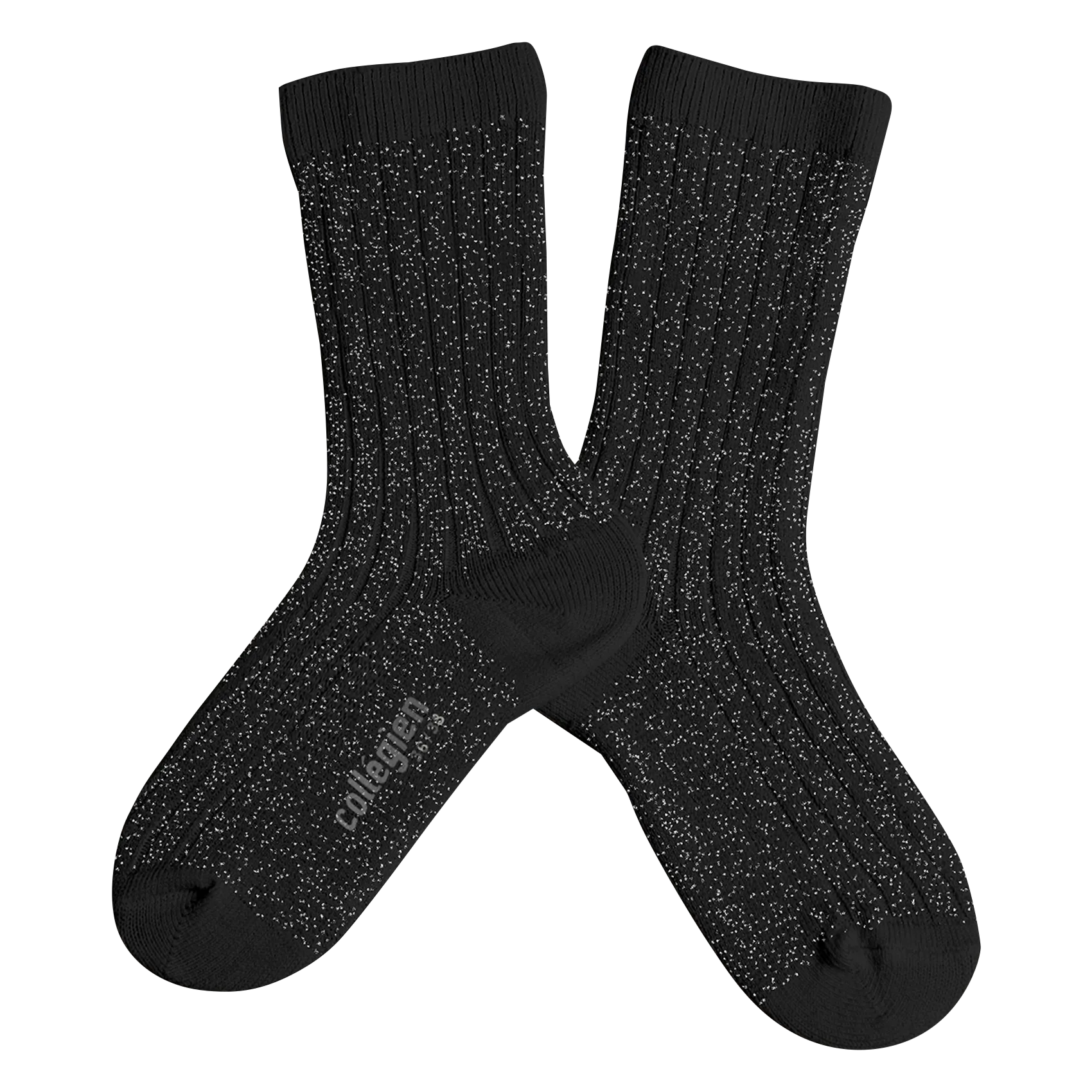 Rippsocken aus Baumwoll-Mix mit Lurex Schwarz VICTOIRE