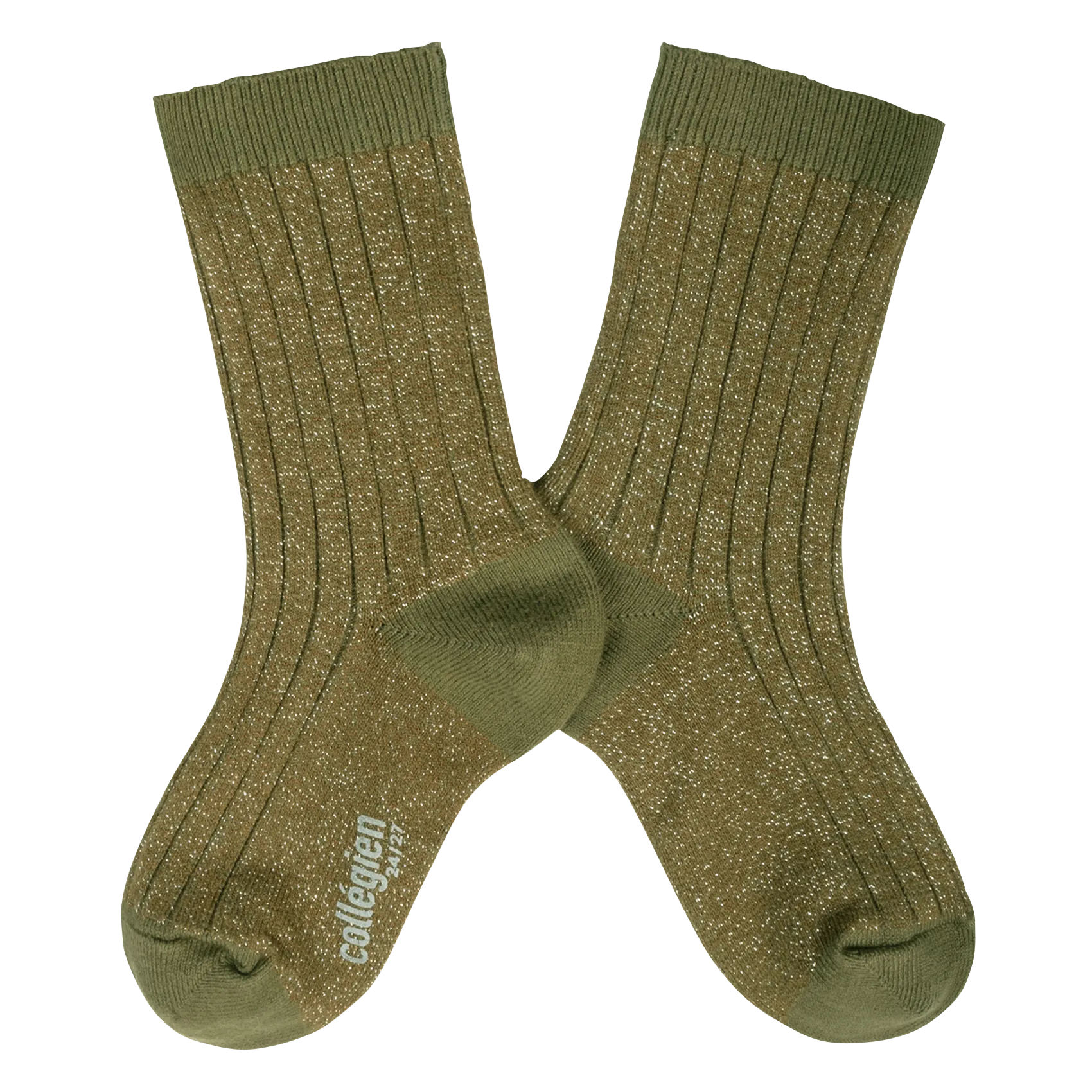 Rippsocken aus Baumwoll-Mix mit Lurex Grun VICTOIRE