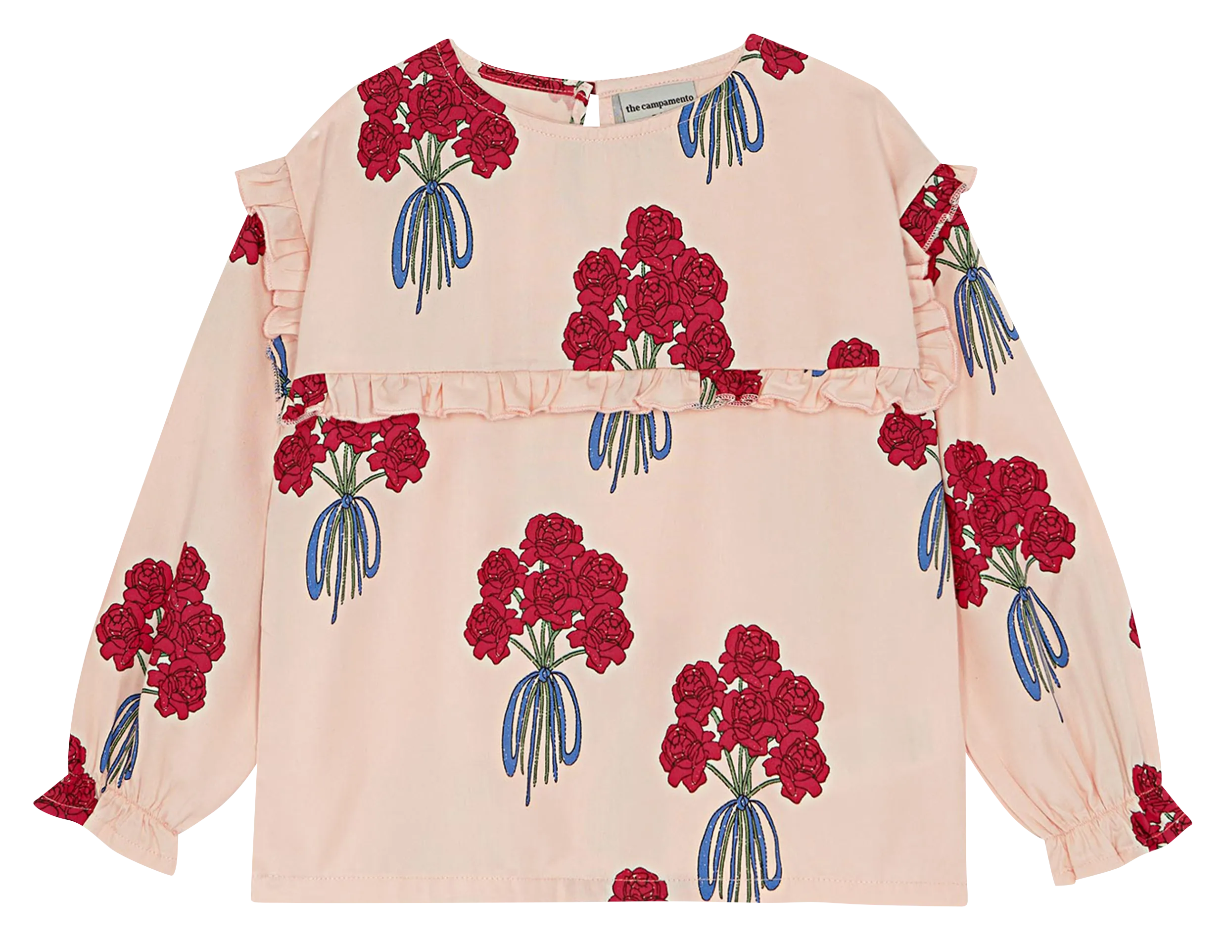 Bedruckte Bluse mit Rundhalskragen Rosa