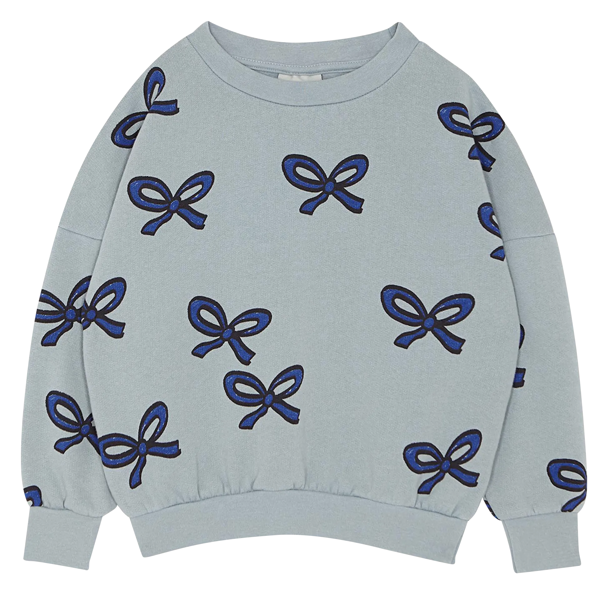 Bedruckter Rundhalspullover aus Baumwolle Blau