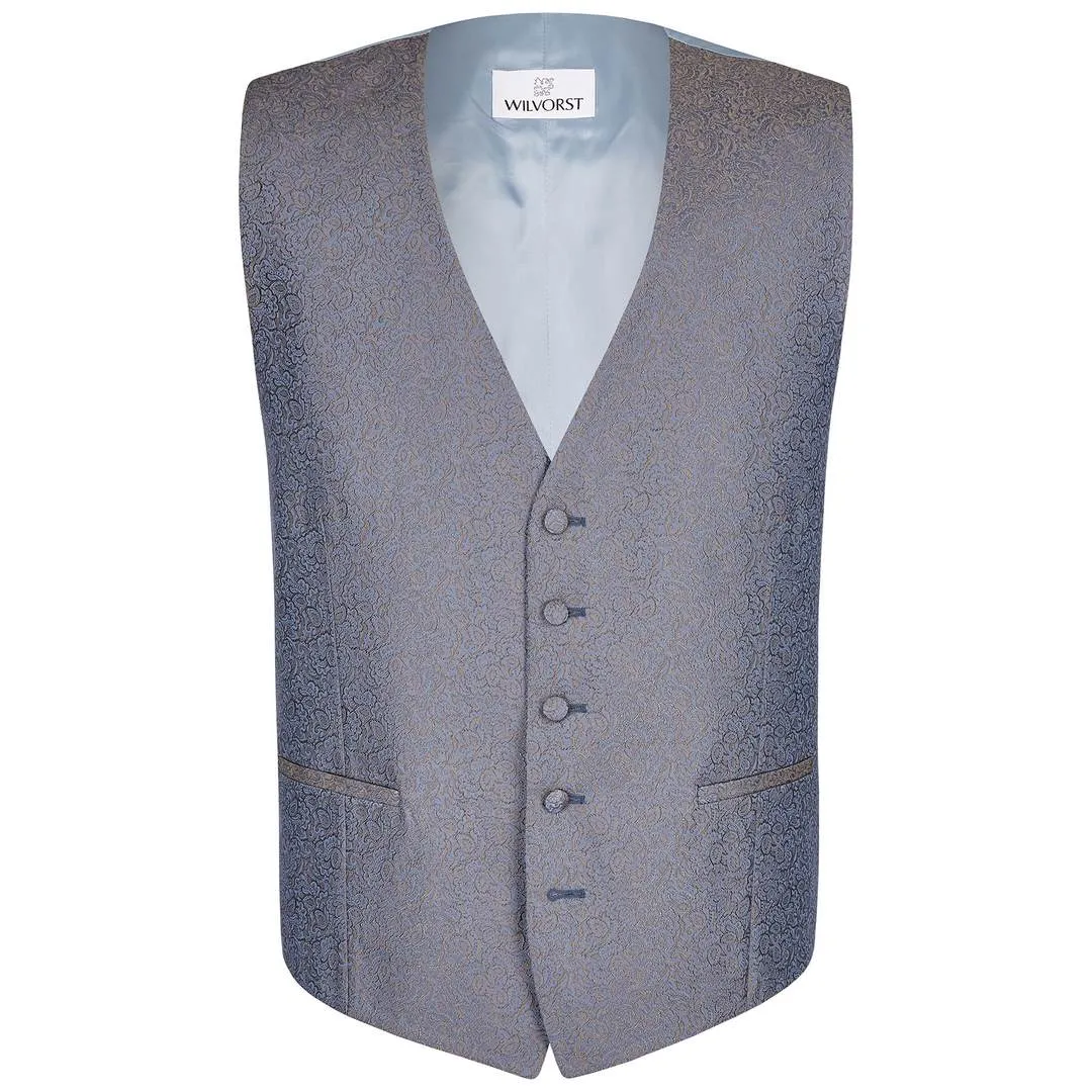 Wilvorst Herren Weste Hochzeitsanzug blau grau Paisleymuster 487121 36