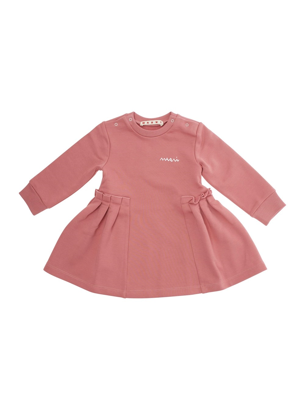 Rosa Kleid mit Logo vorne und ausgestelltem Rock aus Baumwolle Baby
