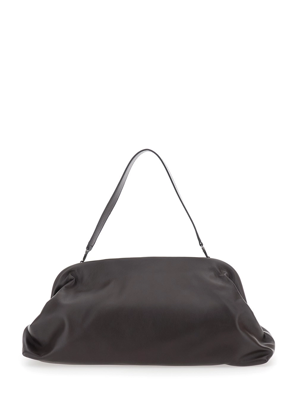 Braune Handtasche mit abnehmbarem Griff und Verschluss aus Leder Damen