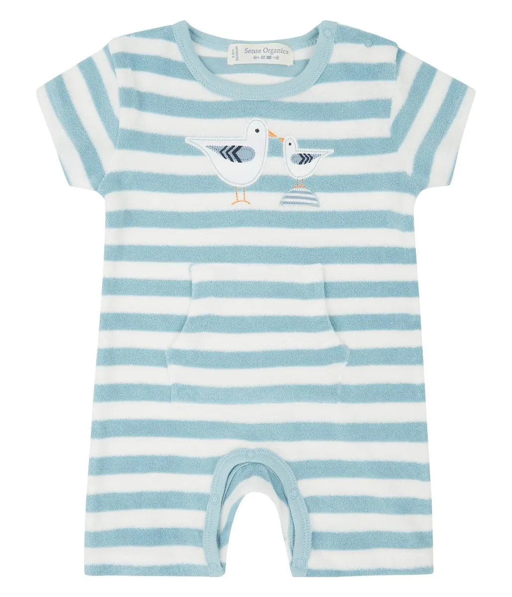 Frottee-Sommerspieler Retro, gestreift mit Applikation, Biobaumwolle