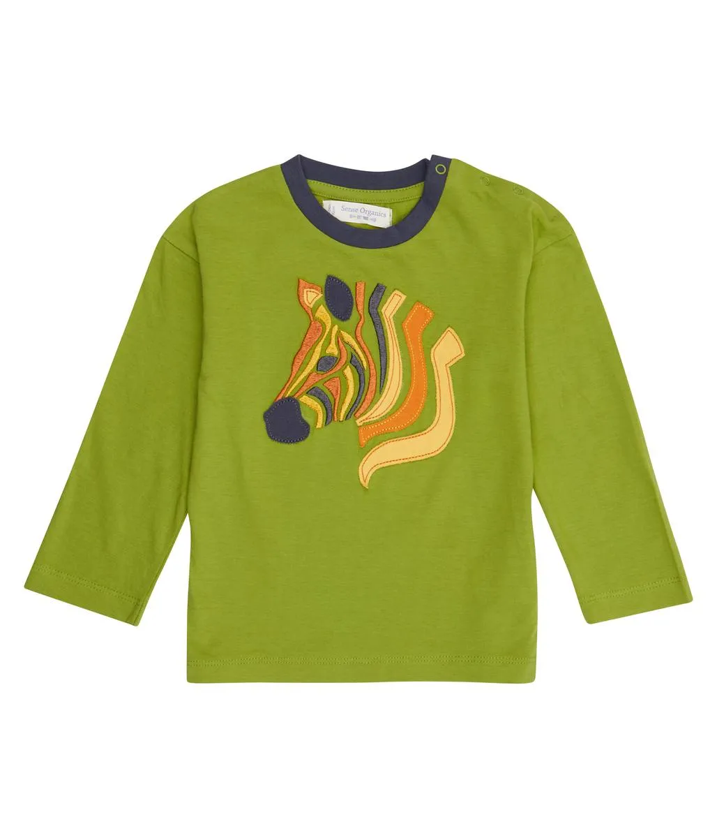 Langarmshirt "Zebra", Biobaumwolle, GOTS-zertifiziert, grün