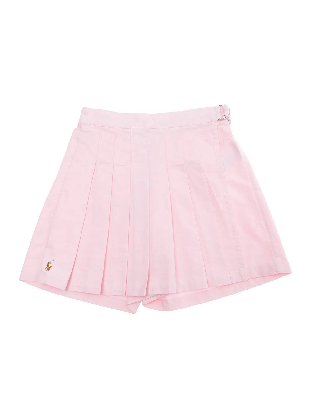 Rosa Shorts mit gesticktem Pony und plissierten Details auf der Vorderseite aus Baumwolle Mädchen