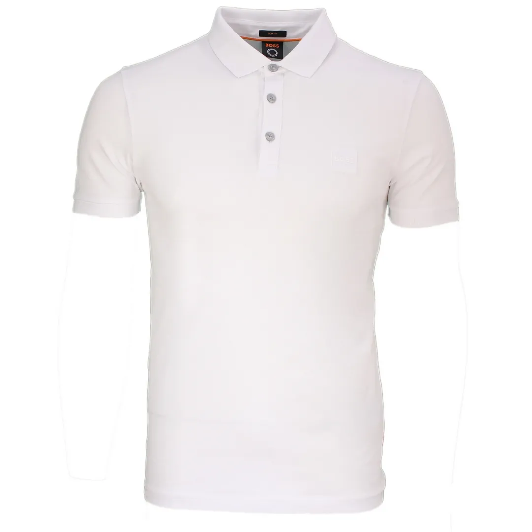 BOSS Herren Polo Shirt kurzarm Passenger weiß unifarben 50472668 100 white