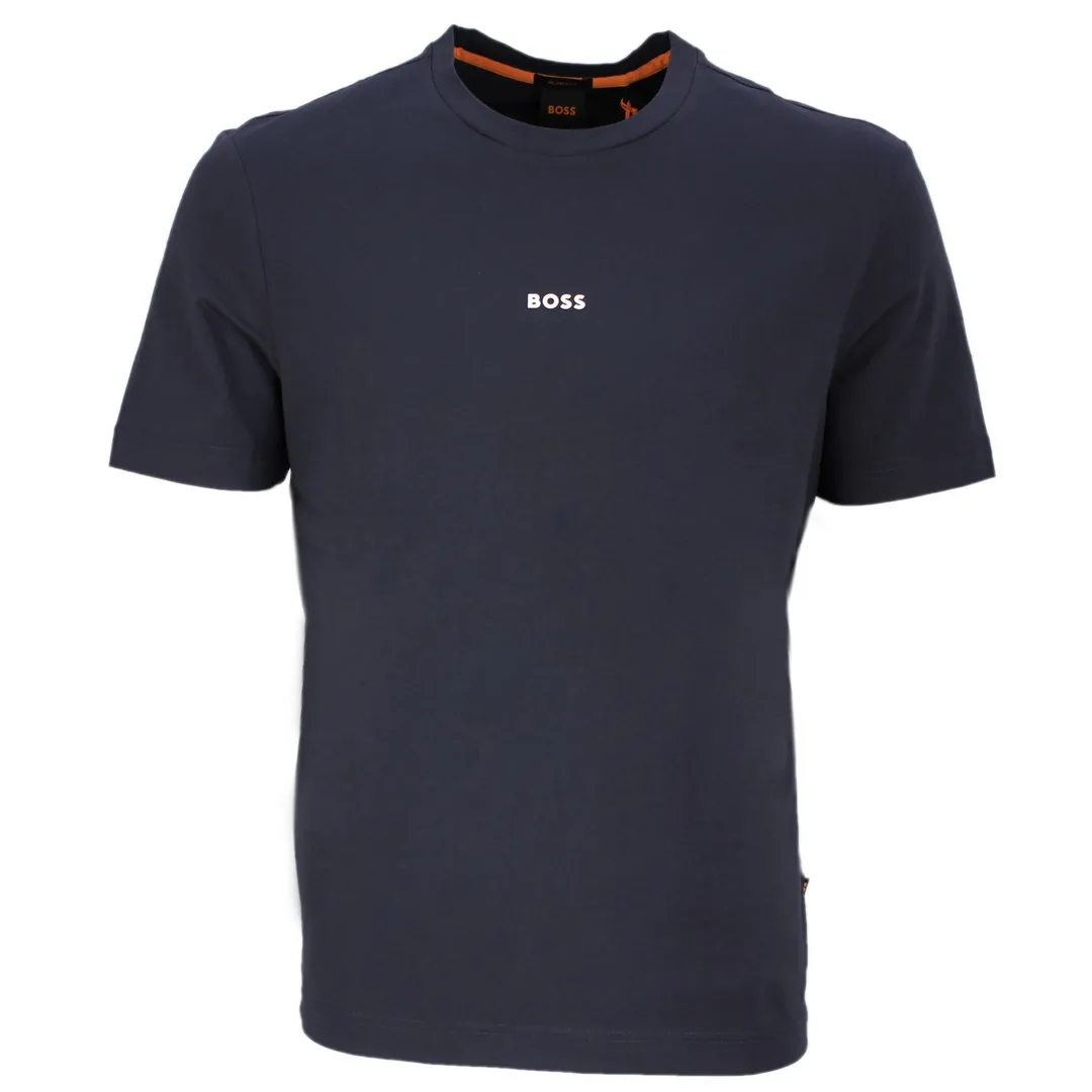 BOSS Herren T-Shirt kurzarm Tchup blau unifarben 50473278 404 dark blue