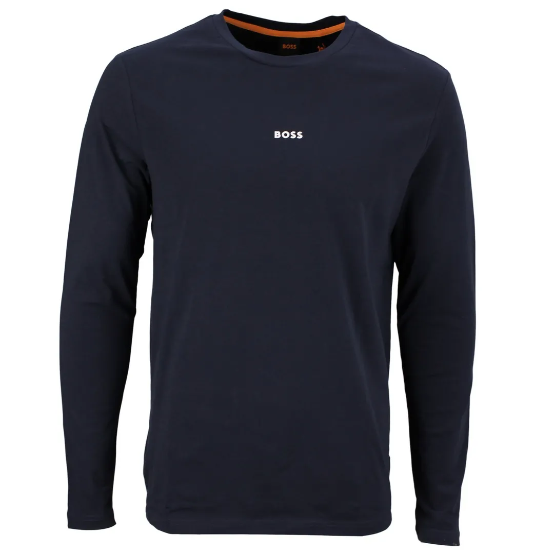BOSS Herren Langarm Shirt Tchark blau unifarben 50473286 404 dark blue