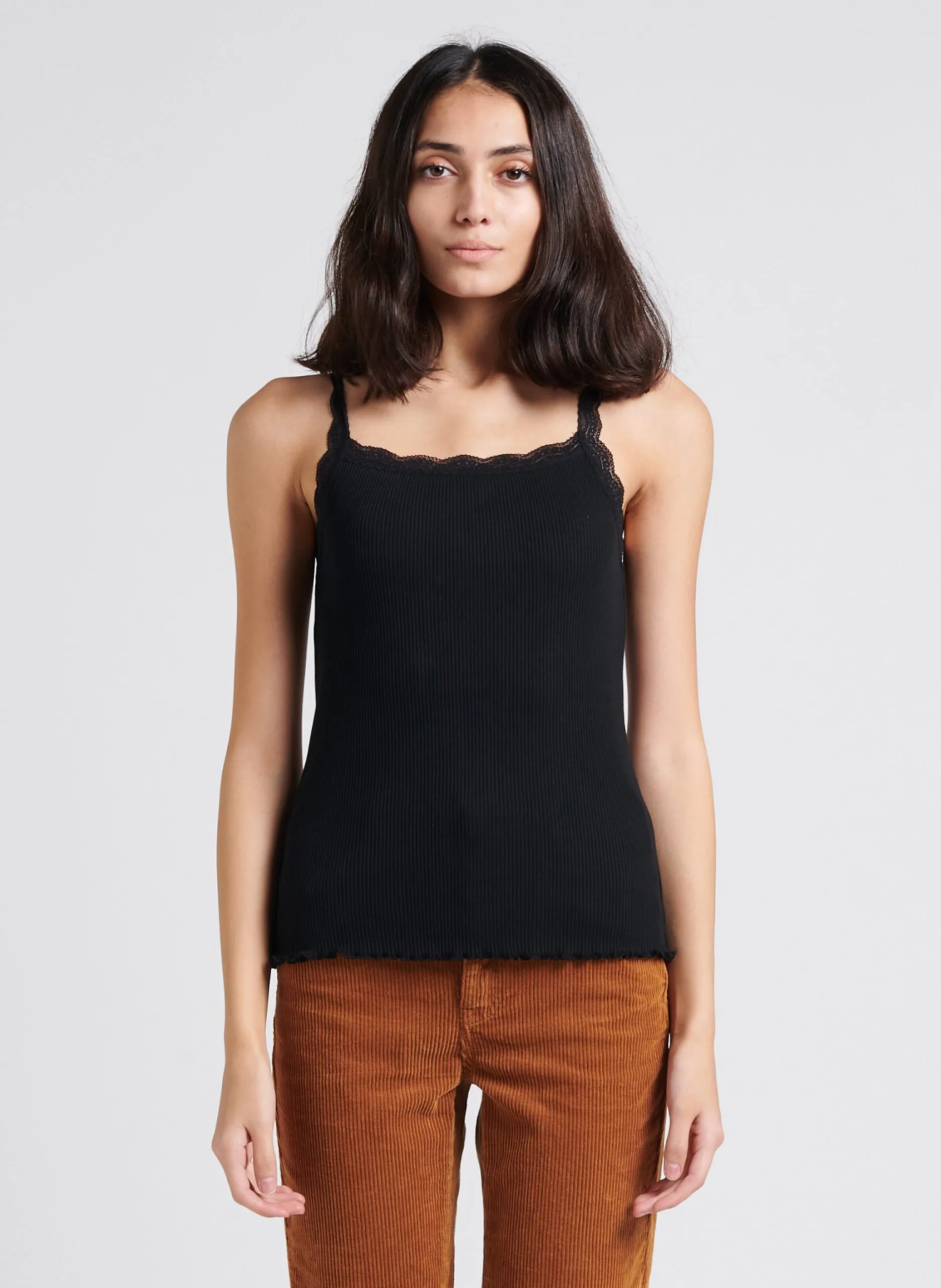 Tanktop aus Baumwolle mit eckigem Ausschnitt Schwarz PERRY