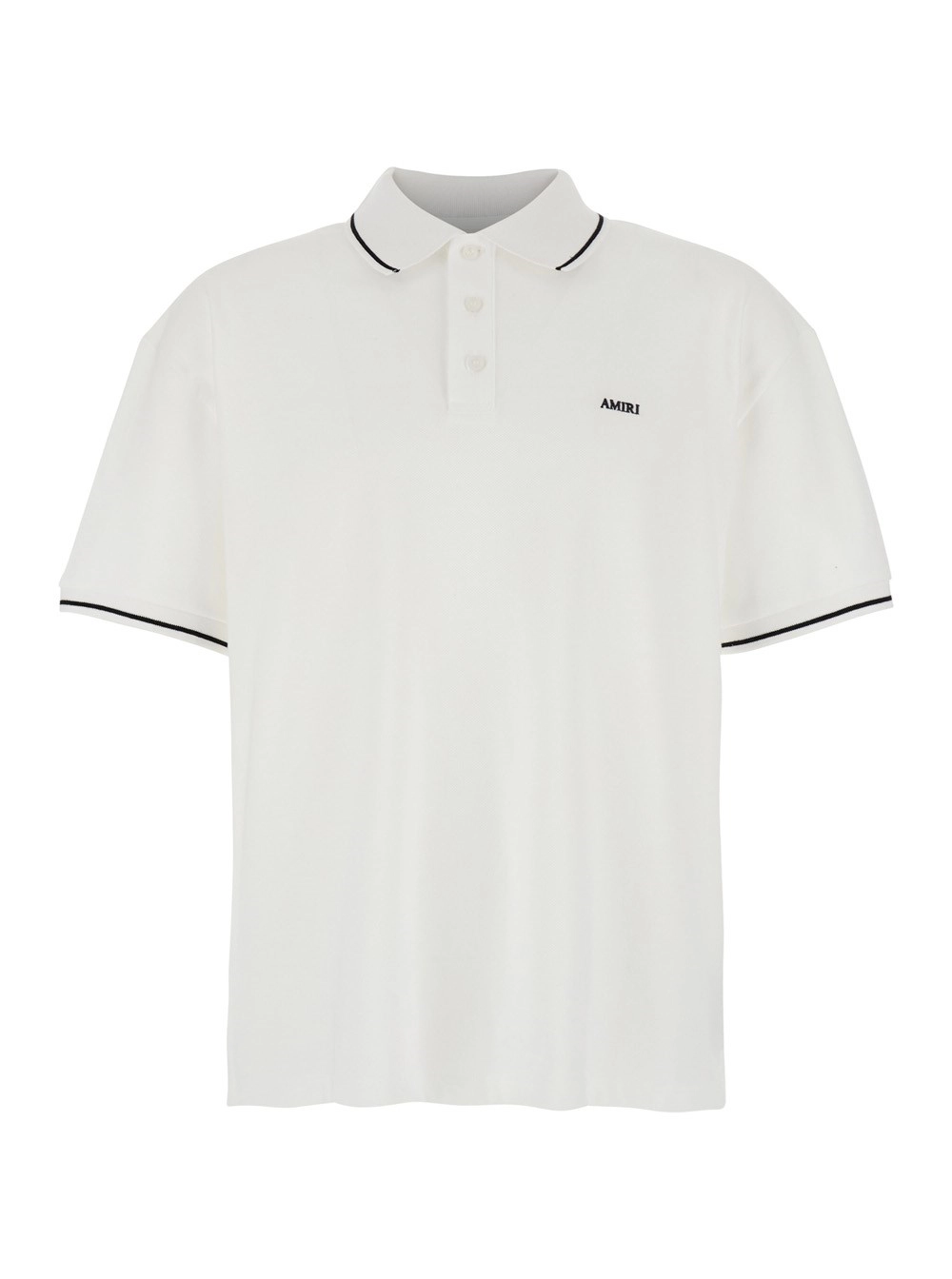 Weißes Polohemd mit klassischem Kragen und Logoschriftzug-Stickerei auf der Vorderseite aus Baumwolle Herren