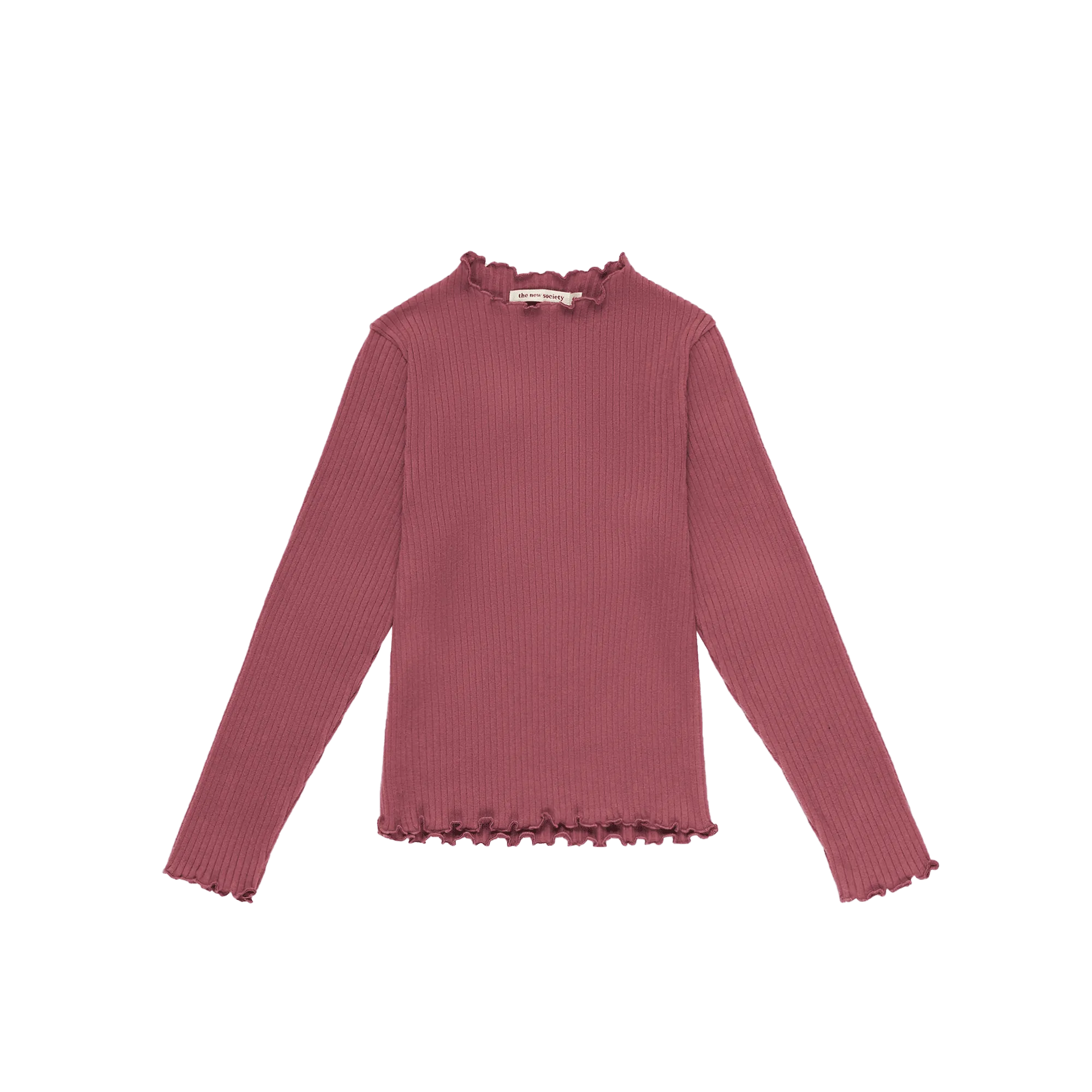 Geripptes Baumwoll-T-Shirt mit Stehkragen Violett BETSY