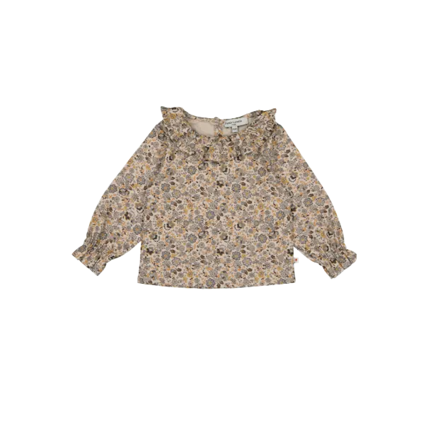 Bluse aus Bio-Baumwolle mit Kräuselkragen und Print Mehrfarbig AMBRE