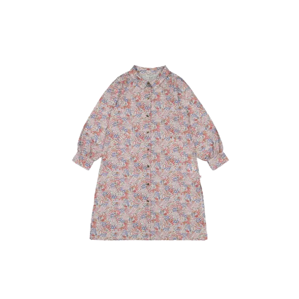 Bedrucktes Maxikleid aus Bio-Baumwolle mit klassischem Kragen Mehrfarbig ISADORA