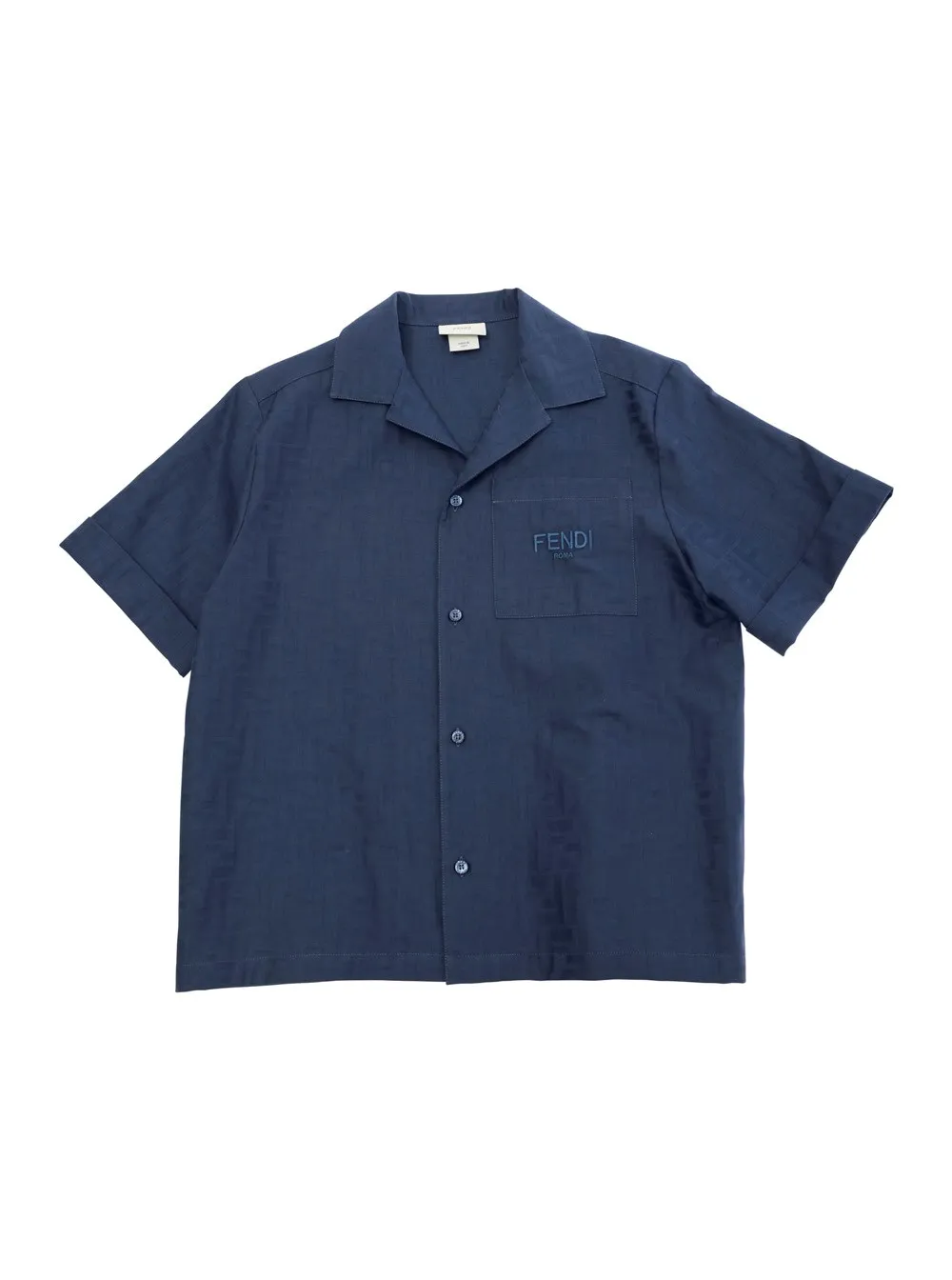 Blaues Hemd mit Logo-Schriftzug auf der Vorderseite und farblich abgestimmtem FF-Logo-Motiv aus Baumwolle für Jungen