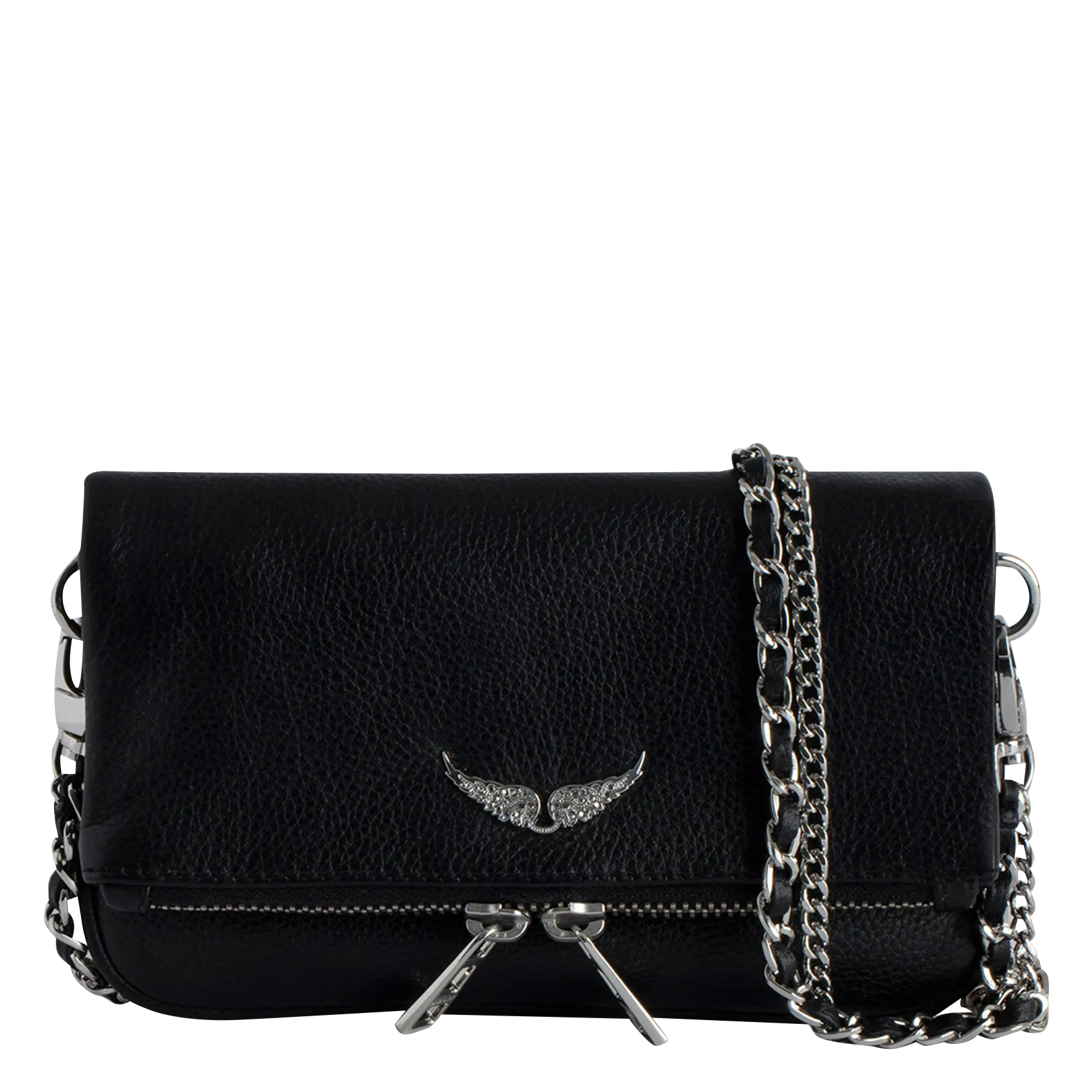 Leder-Clutch mit Reißverschluss Schwarz ROCK NANO