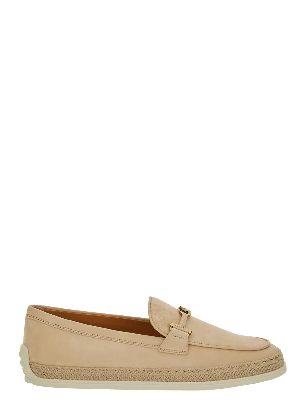 Loafers für Damen aus Leder in Beige mit Kordeldetail